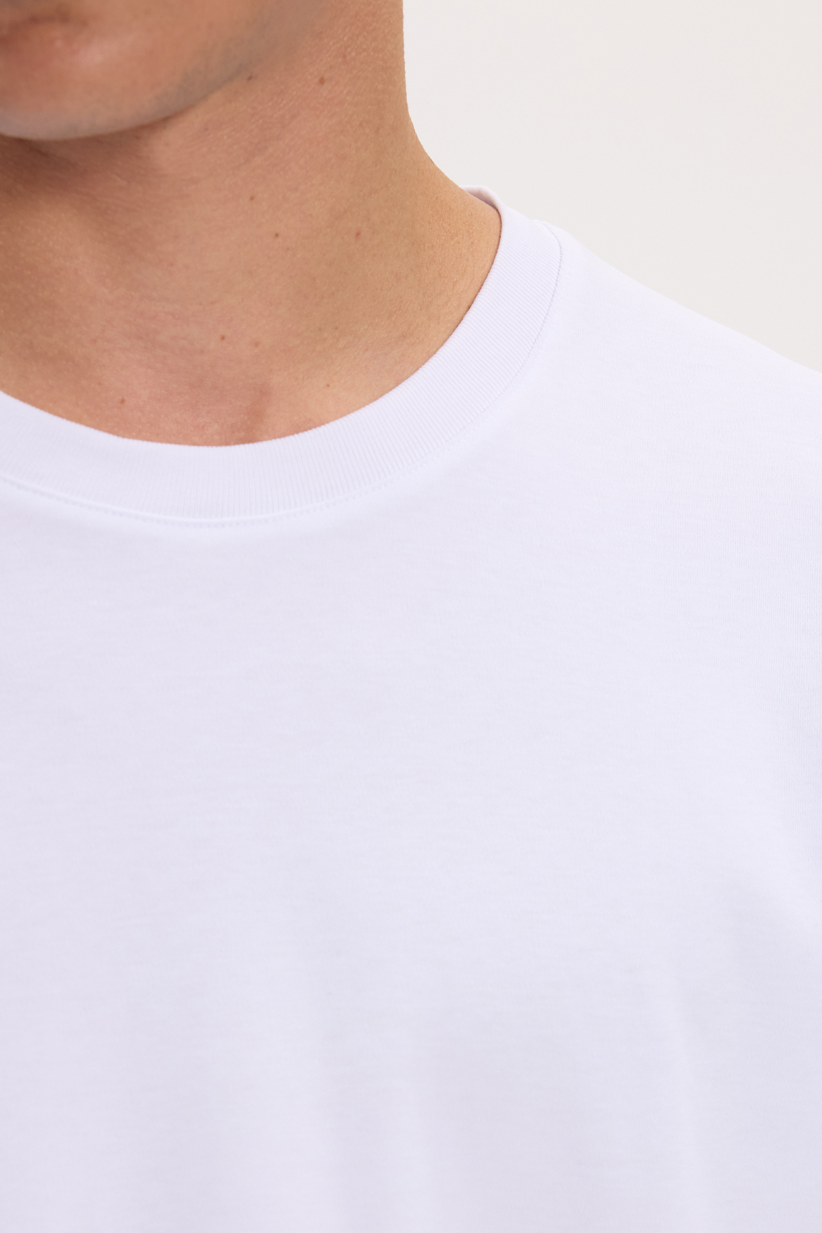 Tudors Unisex Relax Fit Rahat Kesim %100 Pamuk Uzun Kollu Bisiklet Yaka Beyaz Basic Tişört görsel 5