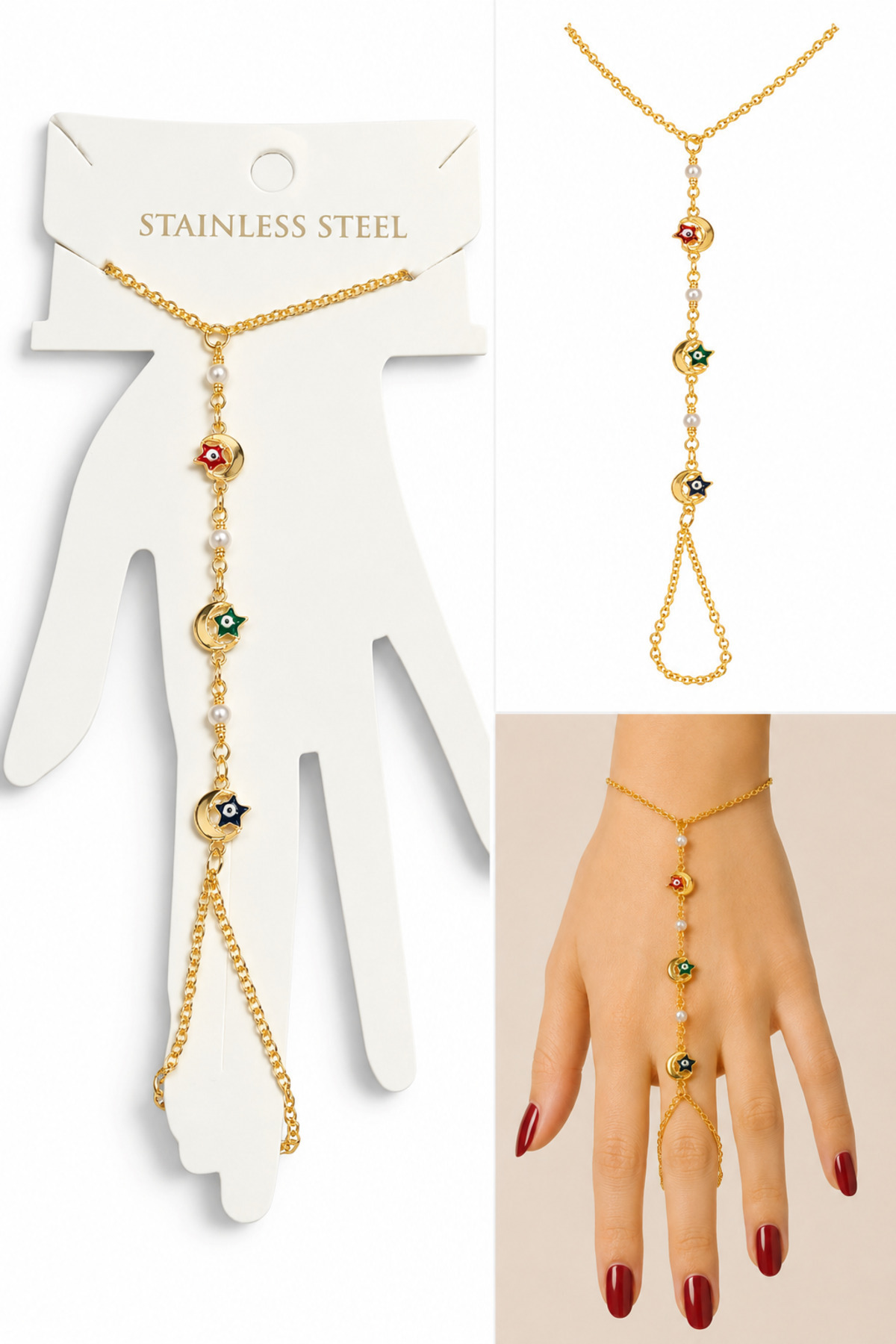 X-Lady Accessories Altın Renk Yıldız Çelik Şahmeran - 3885 görsel 2