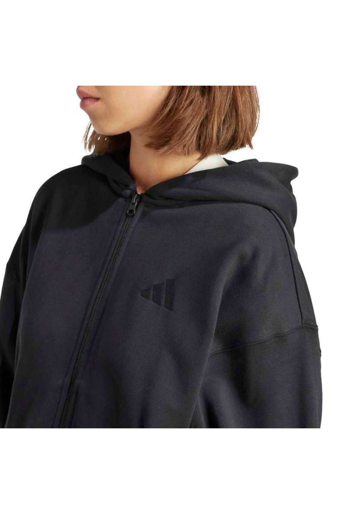 adidas Kadın Günlük Ceket All Szn French Terry Loose Full-Zip Hoodie Jj1251 görsel 5