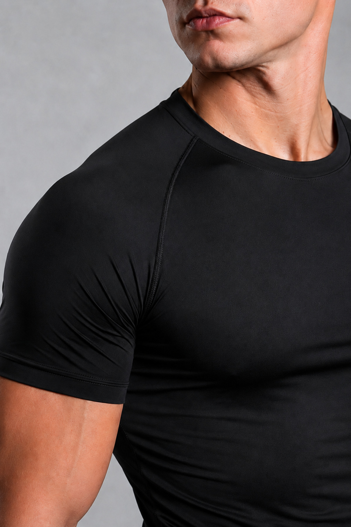 Stylovi Basic Compression Premium Tişört - Siyah Ultra Esnek, Slim Fit Spor T-Shirt görsel 2