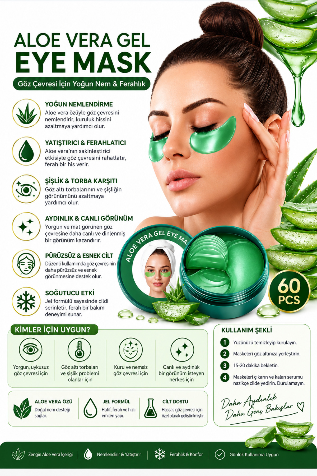 Aloevera Ve Kolajen İçeren Sıkılaştırıcı Göz Maskesi 1.4g Mısa 60 Adet — Avacado Özlü — تصویر 3 از 4