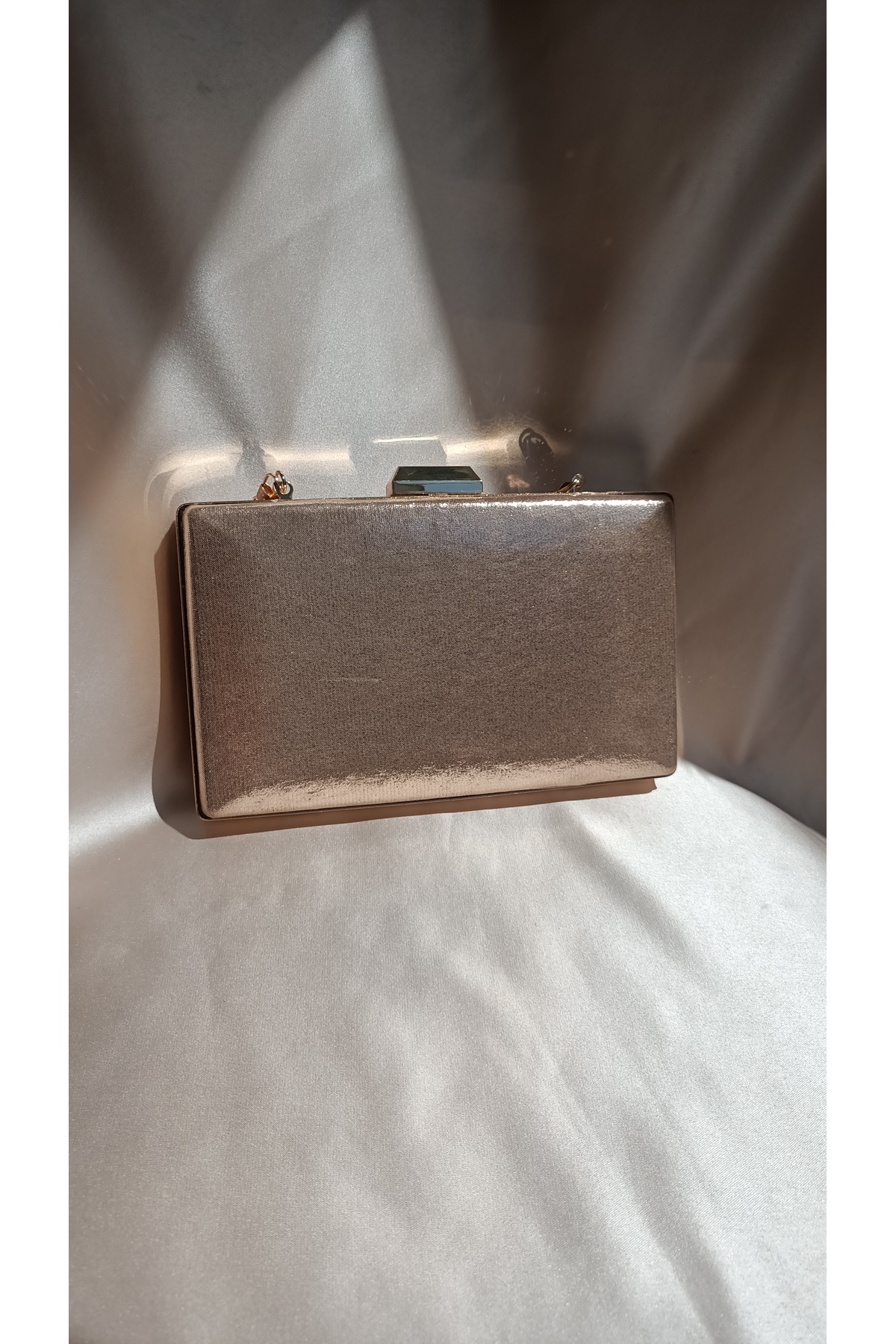 Gül karatekin gk Kadın Rose Gold Kristal Sırataşlı Ekstra Zincirli ve Çıkarılabilir Tutma Saplı Şık Abiye Portföy Çanta görsel 5