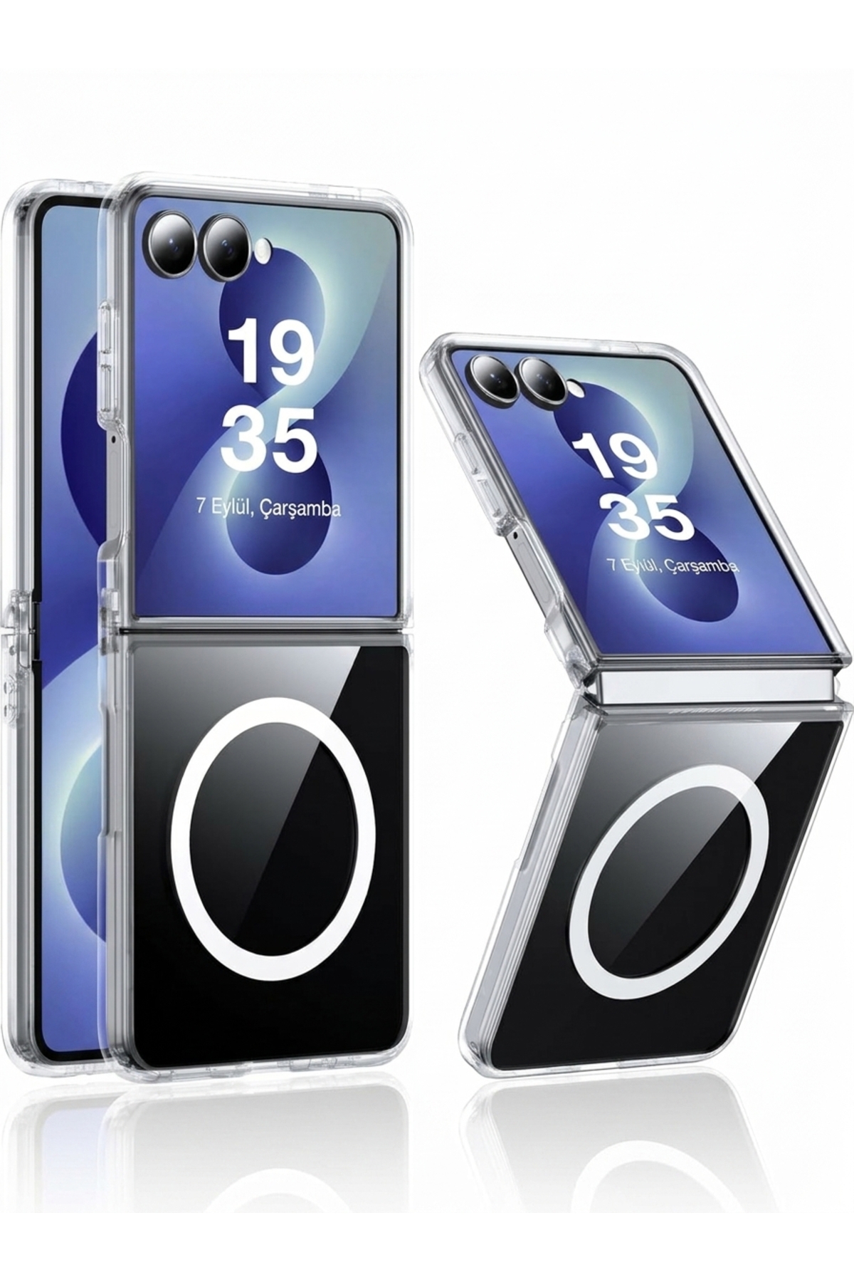 Samsung Galaxy Z Flip 8 Uyumlu Kılıf İnce Sert Sararmaz Magsafe Kamera Kenar Korumalı Dayanıklı Transparan Saydam Parlak Arka Kapak
