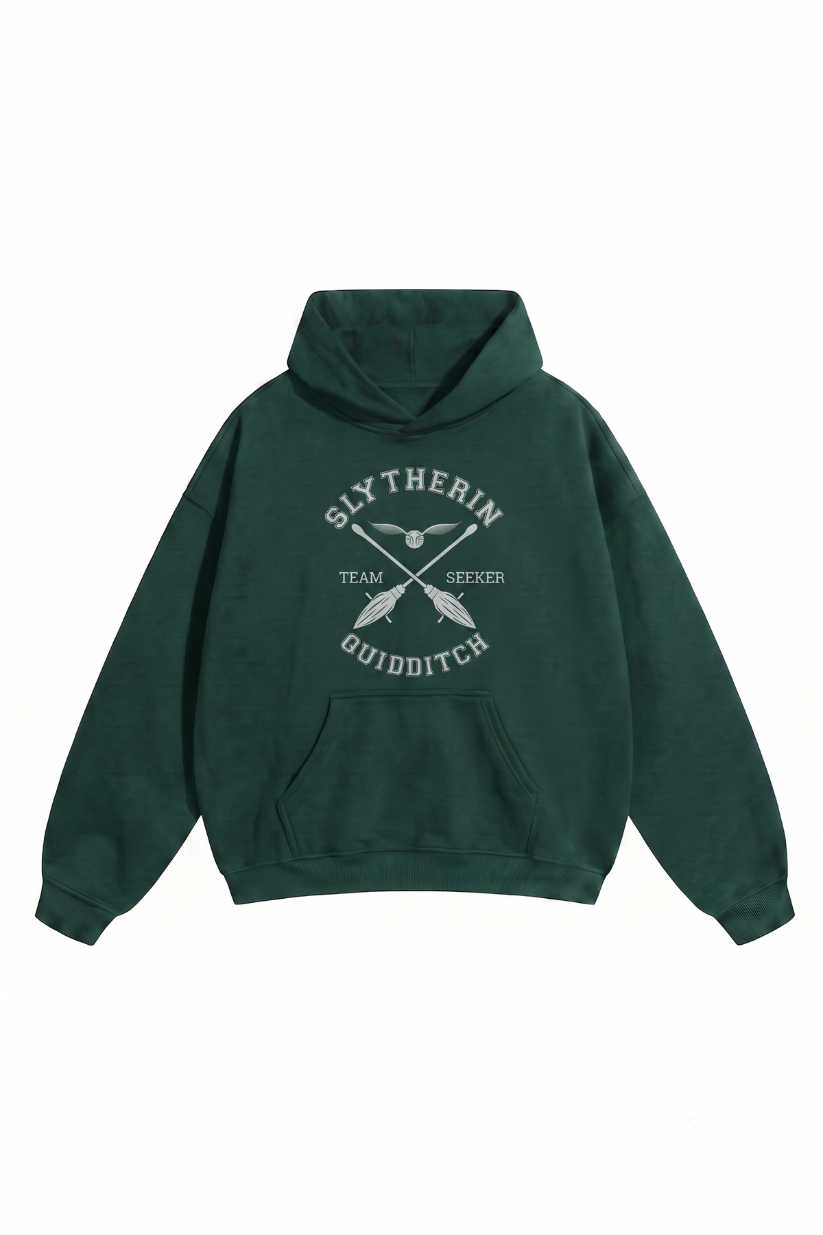 DASH WEAR Unisex Erkek/Kadın Draco Malfoy Slytherin Baskılı Oversize Pamuklu Kapüşonlu Sweatshirt