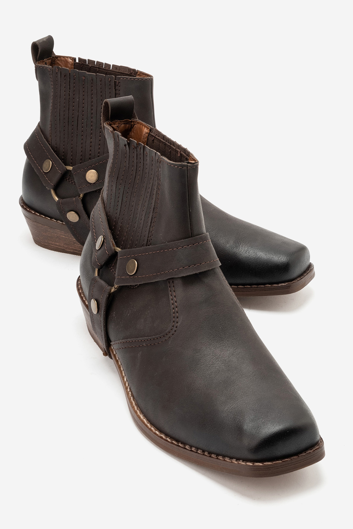 by selvi Lukka Shoes Bert Erkek Acı Kahve Nubuk Kovboy Dallas Western Tak Çıkar Detaylı Ahşap Topuk El Yapımı Bot