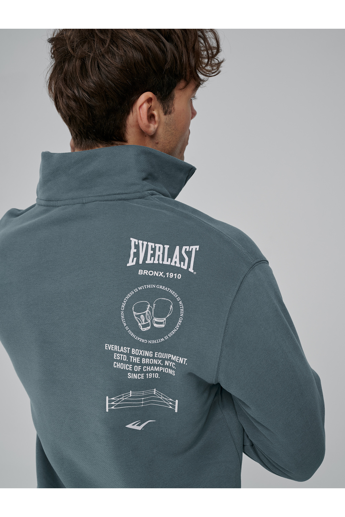 EVERLAST World Regular Yeşil Yarım Zipli Erkek Sweatshirt görsel 5