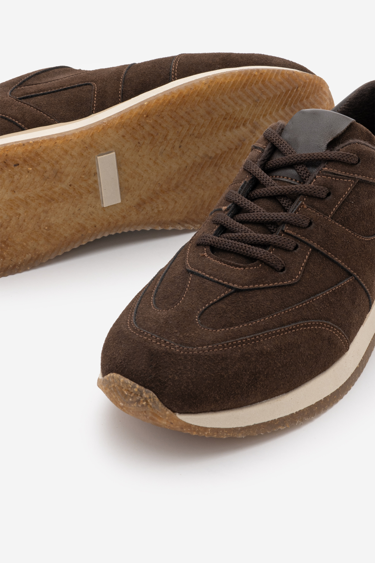 Marjin Kadın Süet Bağcıklı Retro Günlük Sneaker Spor Ayakkabı Foryeta Kahve Süet görsel 8