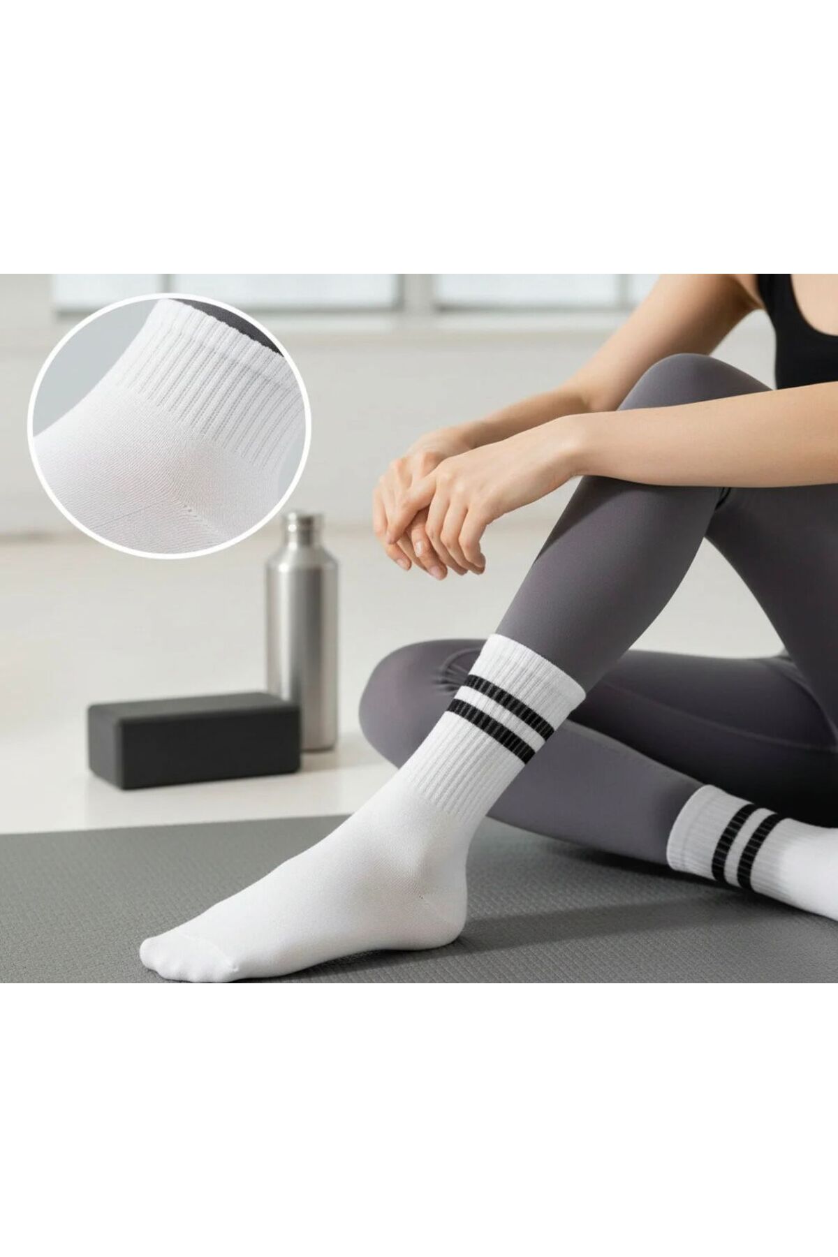 Ay-Ra Collection 6’lı Paket Unisex Siyah ve Beyaz Pamuklu Spor Çorap Seti 4 Mevsim Cool&Comfort görsel 3