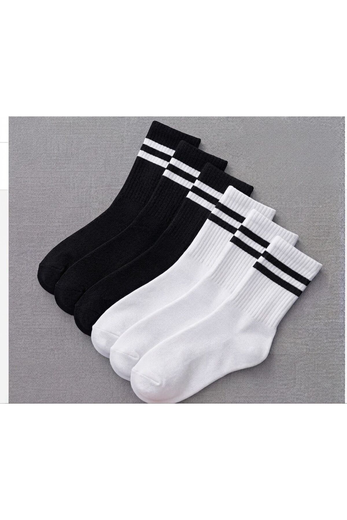 Ay-Ra Collection 6’lı Paket Unisex Siyah ve Beyaz Pamuklu Spor Çorap Seti 4 Mevsim Cool&Comfort