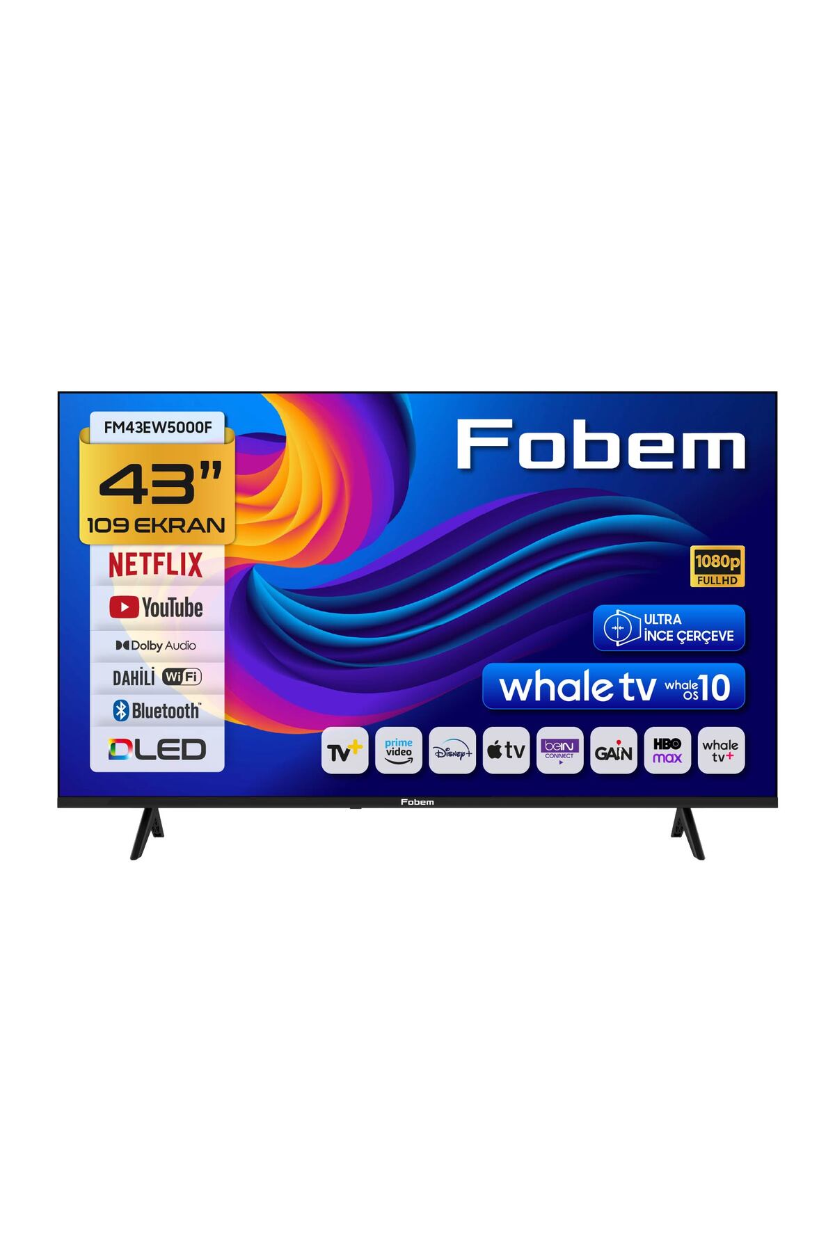 FOBEM FM43EW5000F 43'' 109cm Ekran Full HD Dahili Uydu Alıcılı Ultra İnce Çerçeve Whale OS Android Smart Dled TV Televizyon