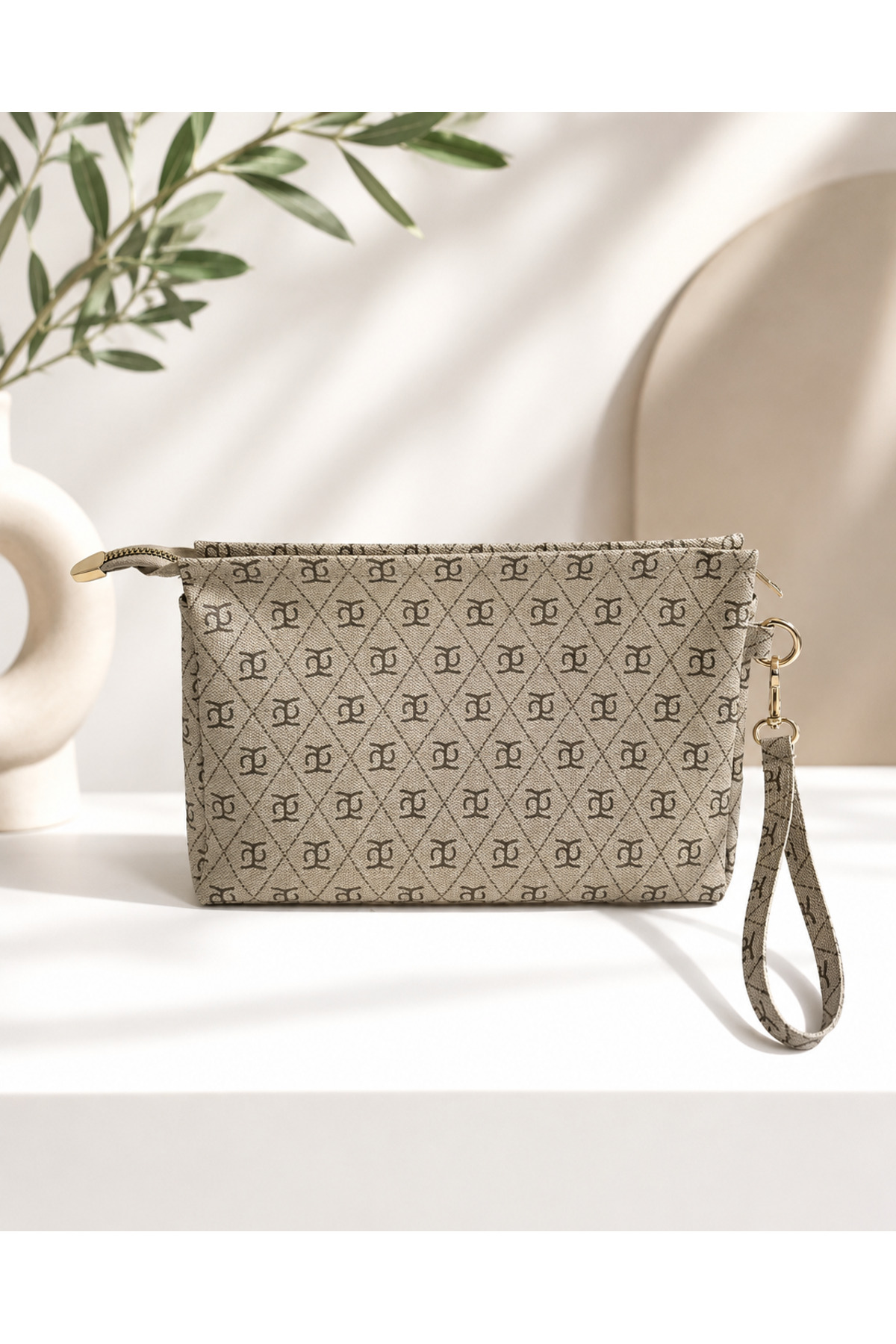 Modaor Kadın Portföy El Çantası Fermuarlı Bilek Askılı Desenli Günlük Clutch Çanta görsel 3
