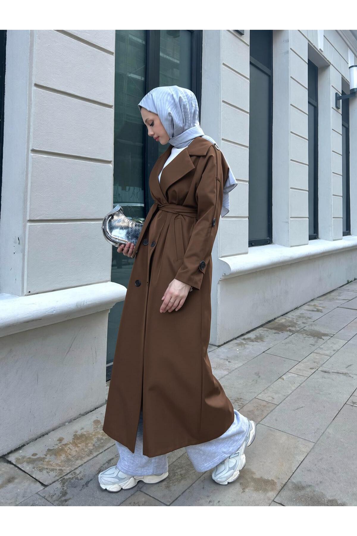 TANISA Alviera Uzun Trençkot TNS-4325 görsel 3