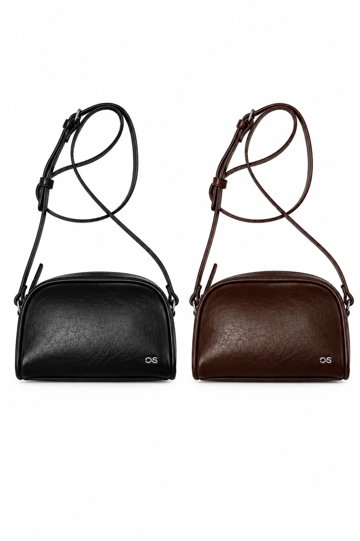 Çantacımstore Mini Basic Çapraz Askılı Çanta 2'li Kahverengi-Siyah