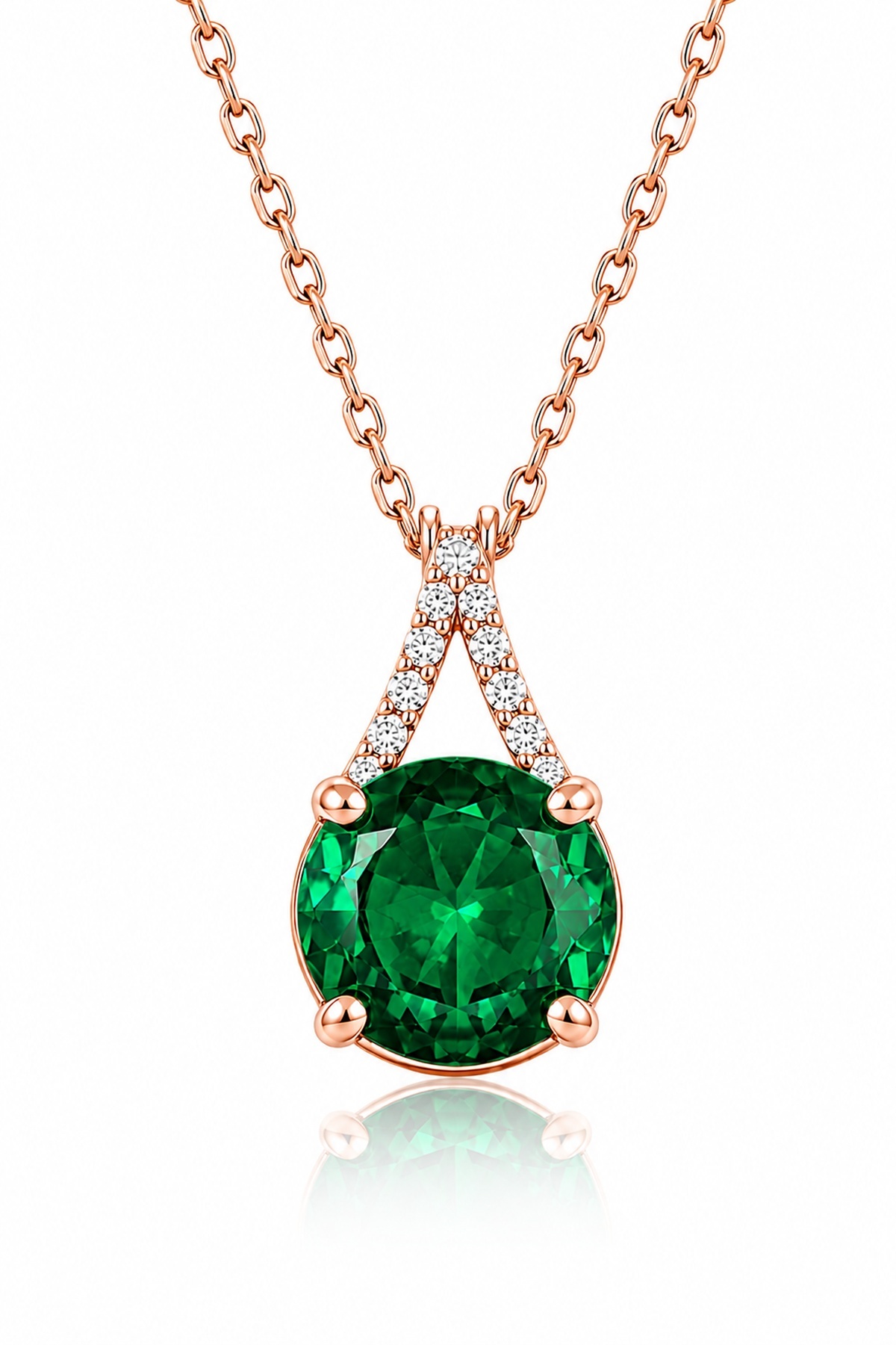 eva'sjewellery diamond Zümrüt Taşlı Kolye 925 Ayar Gümüş, 18 Ayar Gerçek Altın Kaplama, Zirkon Detaylı, Sertifikalı ve Işıklı Hediye Kutulu görsel 7