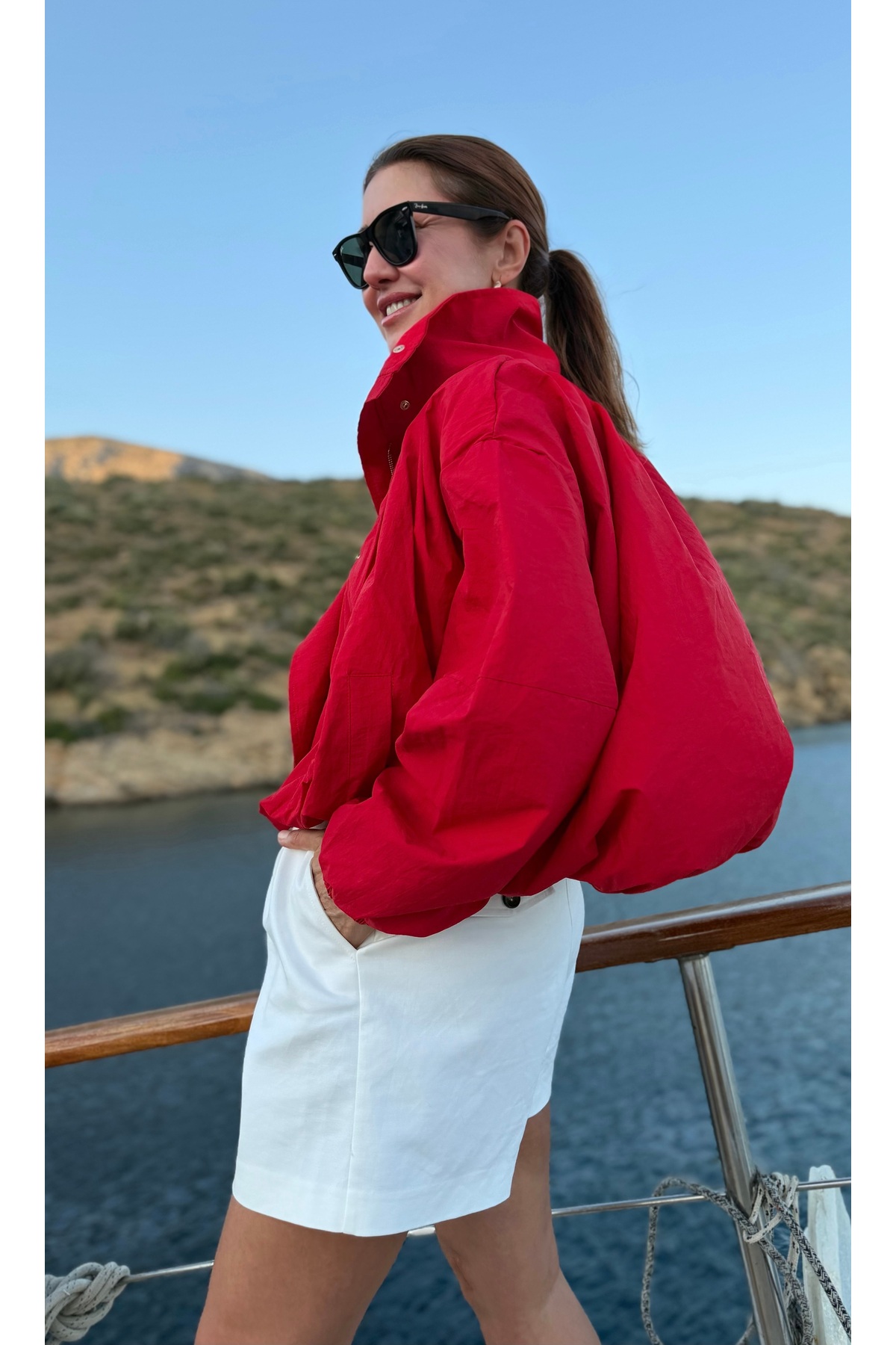 Aurélie Gold çıtçıtlı funnel neck bomber rüzgarlık görsel 7