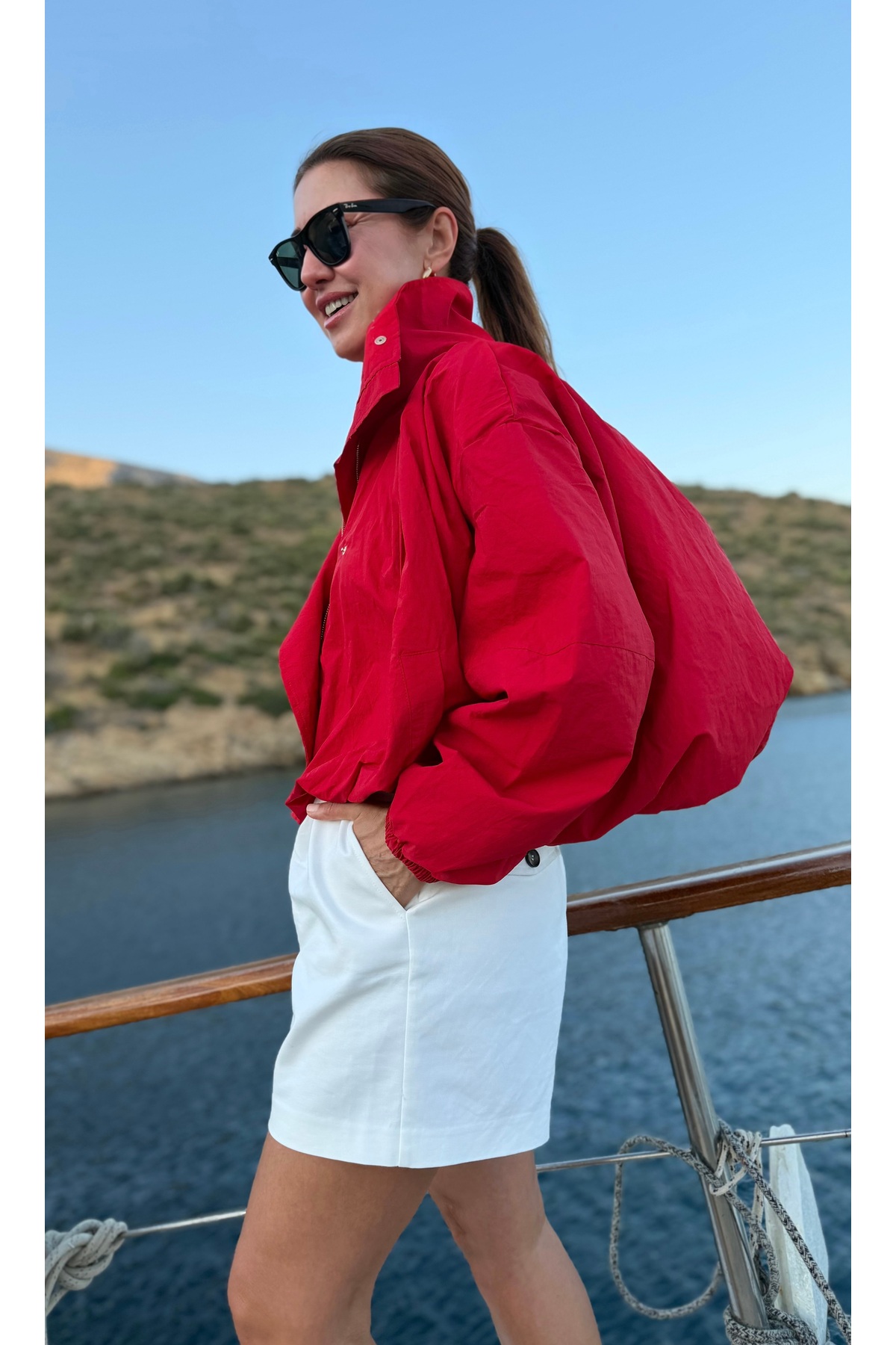 Aurélie Gold çıtçıtlı funnel neck bomber rüzgarlık görsel 3