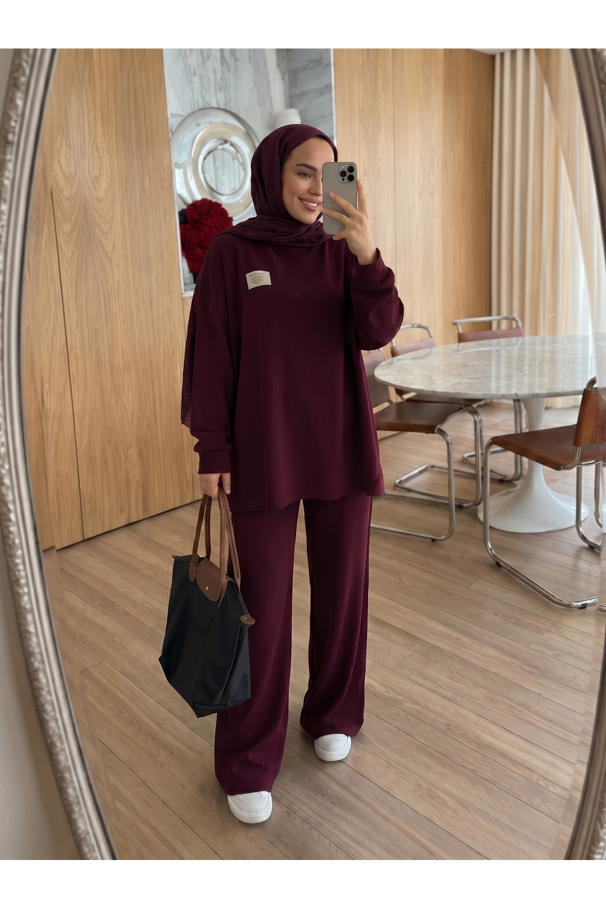 unika boutique Fitilli Armalı Detaylı Oversize Kaşkorse Basic Alt Üst Takım