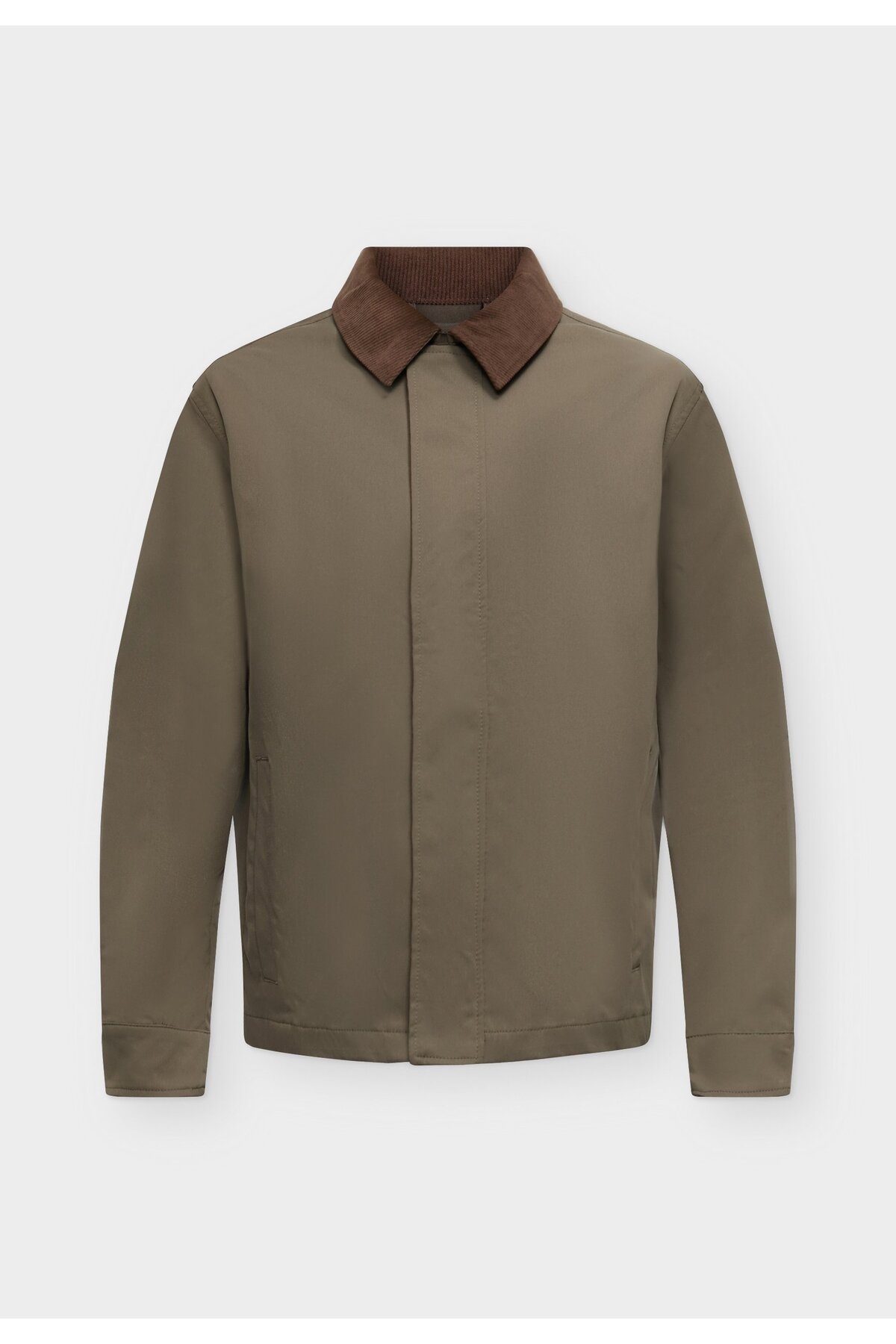Jack & Jones Erkek Ceket Mont Mevsimlik Kadife Yaka Cepli Dokuma Regular Fit Gizli Pat Günlük Baharlık Coach 12299081 görsel 4