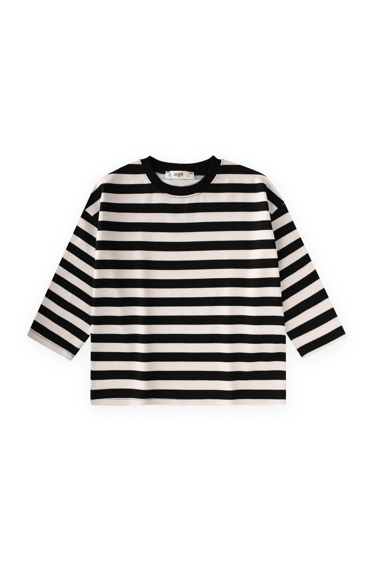 Oversize Mevsimlik T-Shirt 2-10 Yaş arası Siyah Çizgili