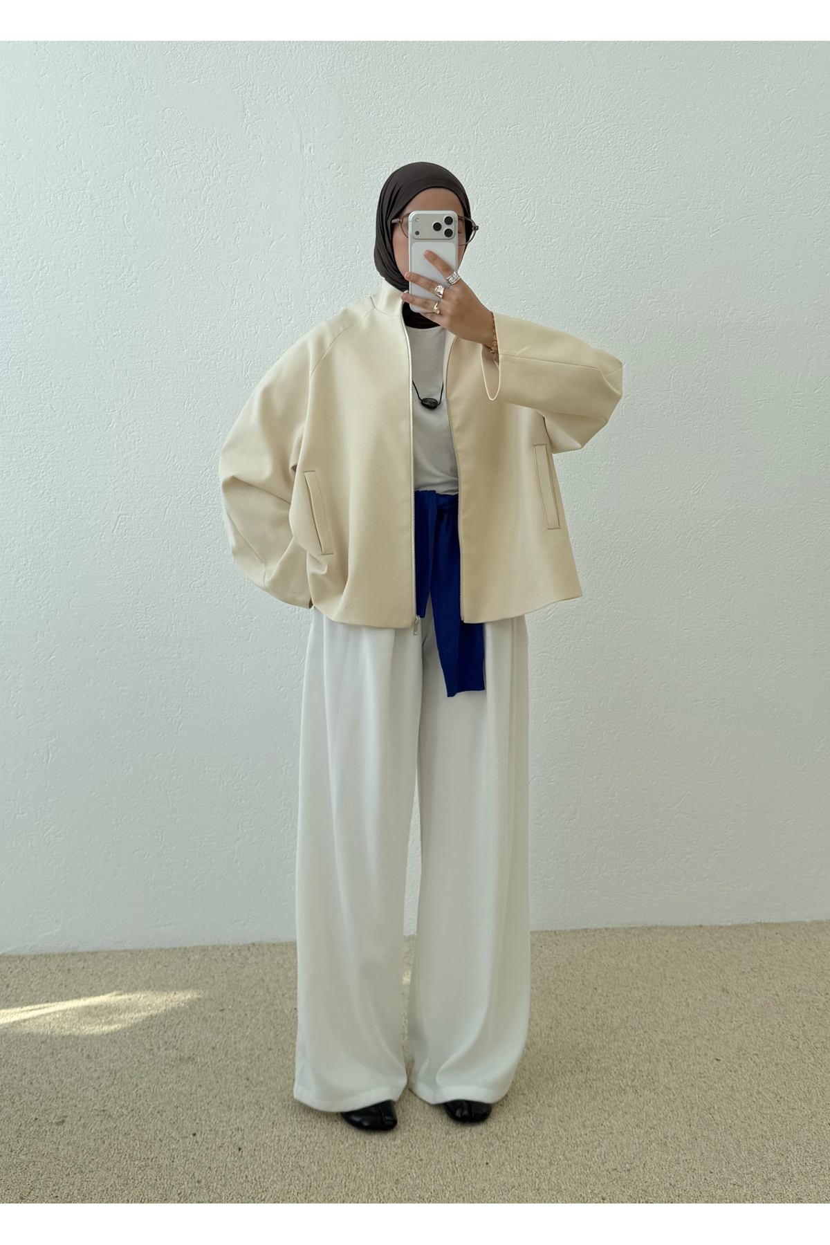 MODA AKSA 2121 SELECTİON FERMUARLI BOMBER CEKET VANİLYA görsel 5