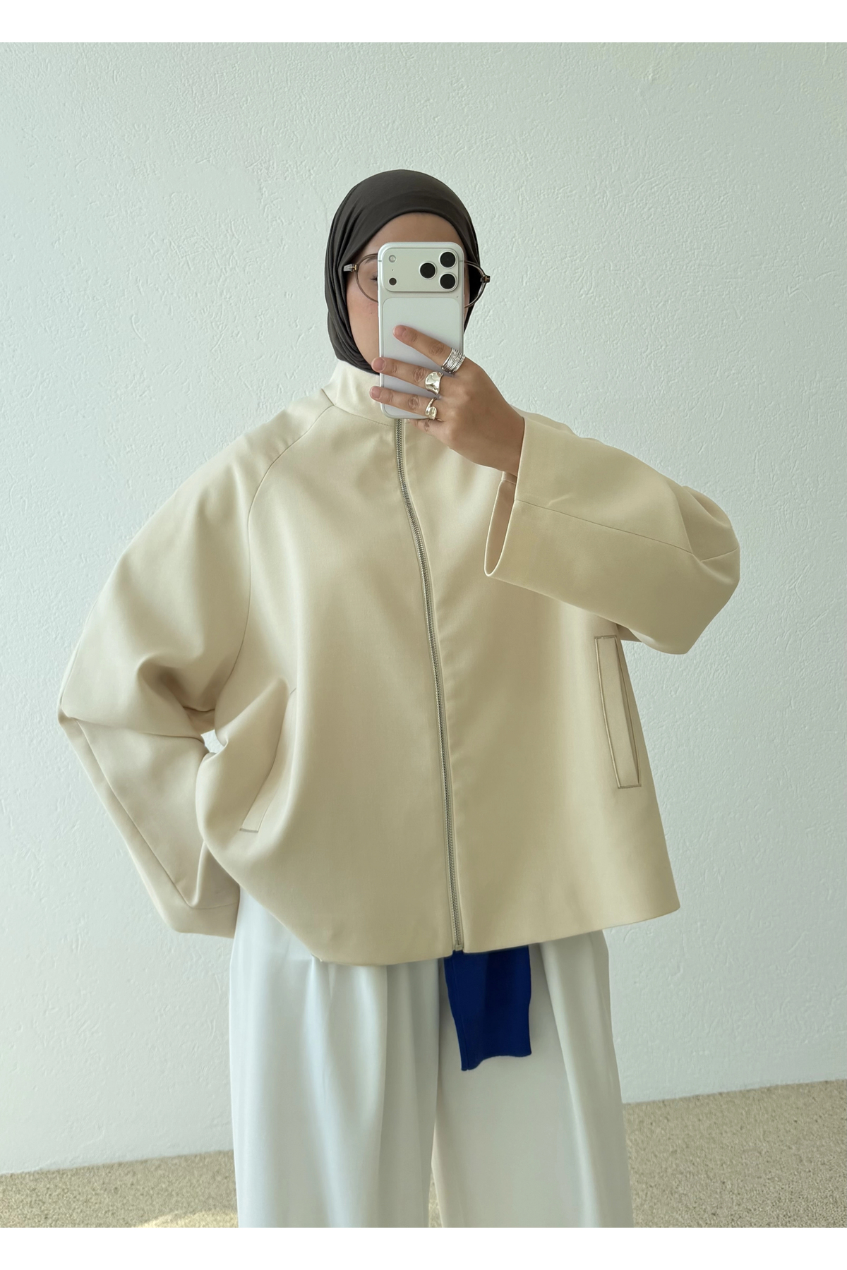 MODA AKSA 2121 SELECTİON FERMUARLI BOMBER CEKET VANİLYA görsel 2
