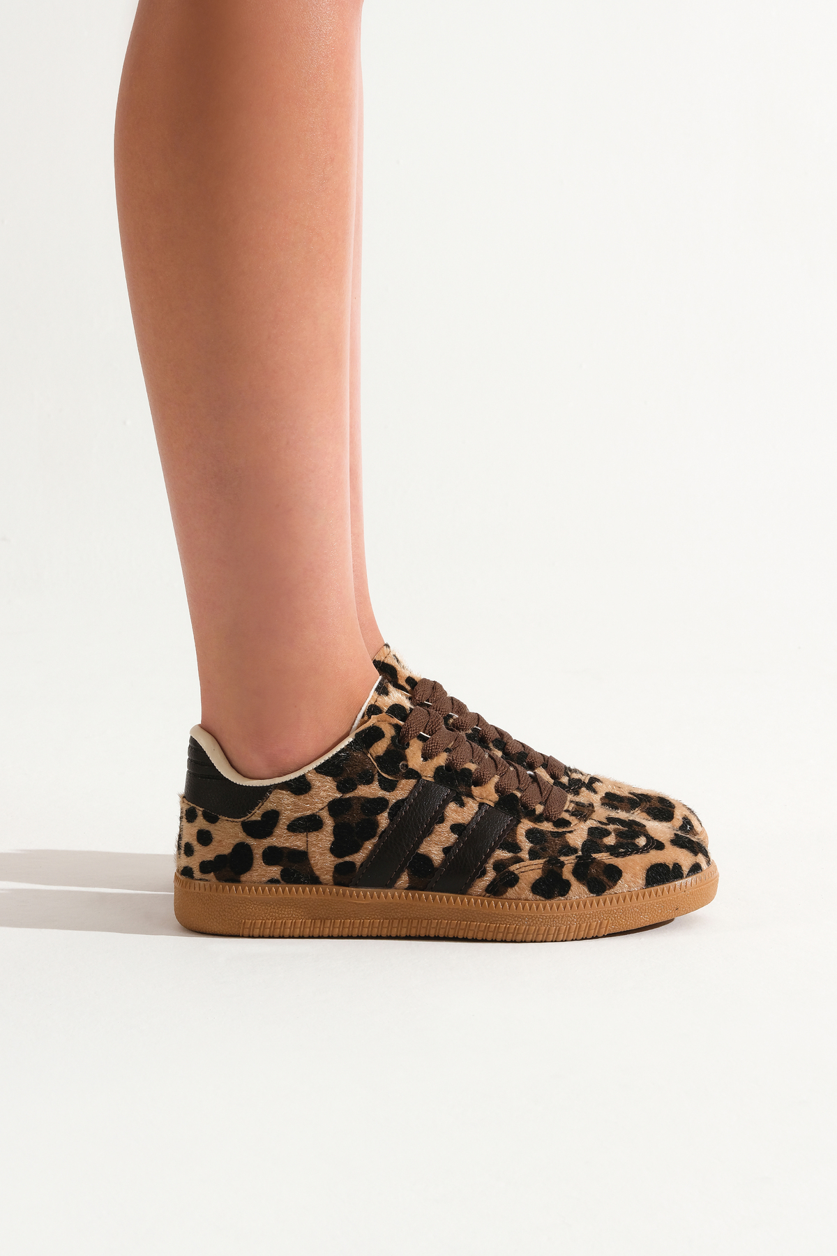 Tonny Black Unisex Leopar Termo Taban Yanı Şeritli Bağcıklı Spor Ayakkabı görsel 2