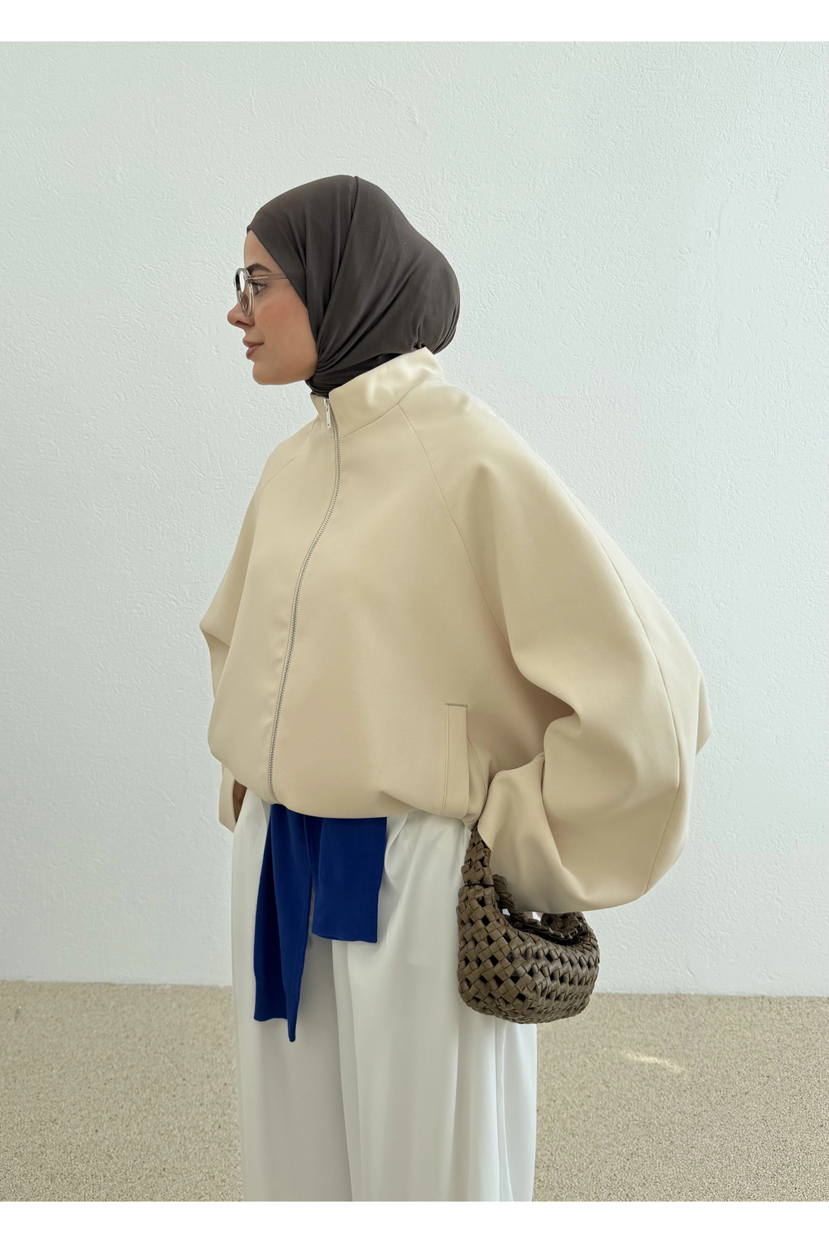 MODA AKSA 2121 SELECTİON FERMUARLI BOMBER CEKET VANİLYA görsel 3