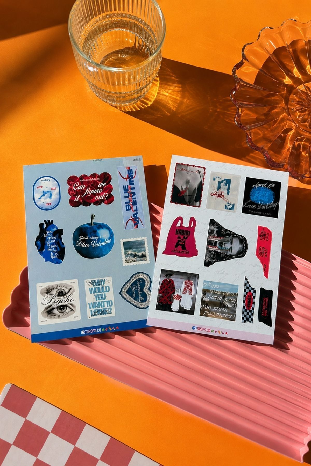 Blue Valentine 2’li Sticker Seti – Retro Romantik Dekoratif Etiketler