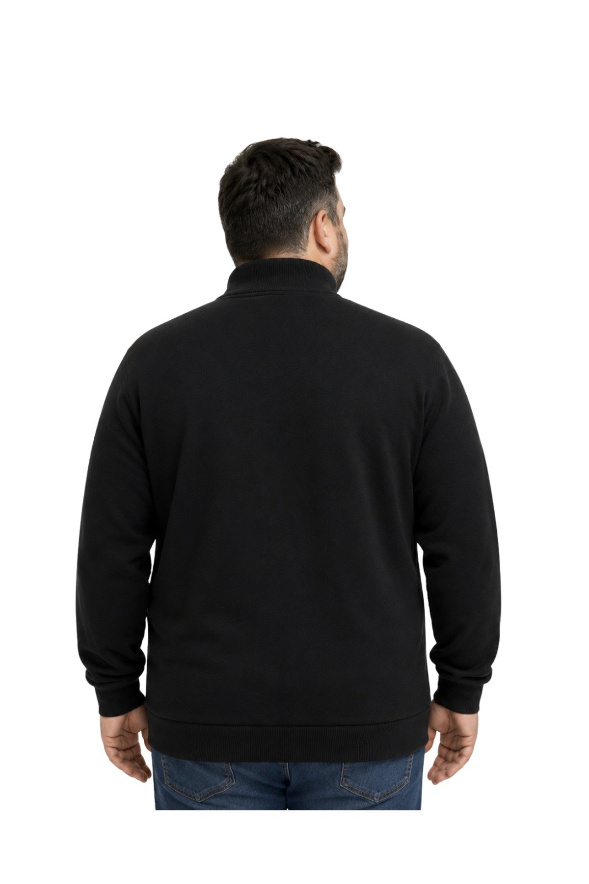 BattalModa Erkek Büyük Beden Haki Arven Dik Yaka Cepli Triko Hırka 5XL-6XL-7XL-8XL görsel 3