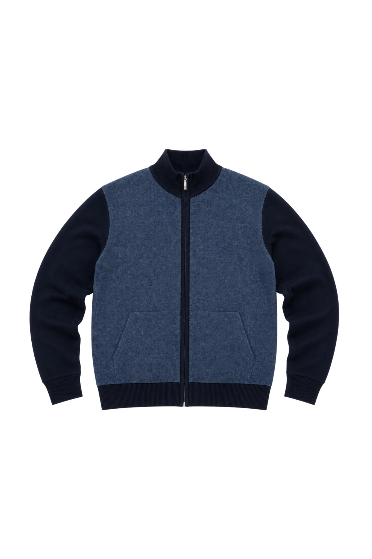 BattalModa Erkek Büyük Beden Lacivert Arven Dik Yaka Cepli Triko Hırka 5XL-6XL-7XL-8XL görsel 4