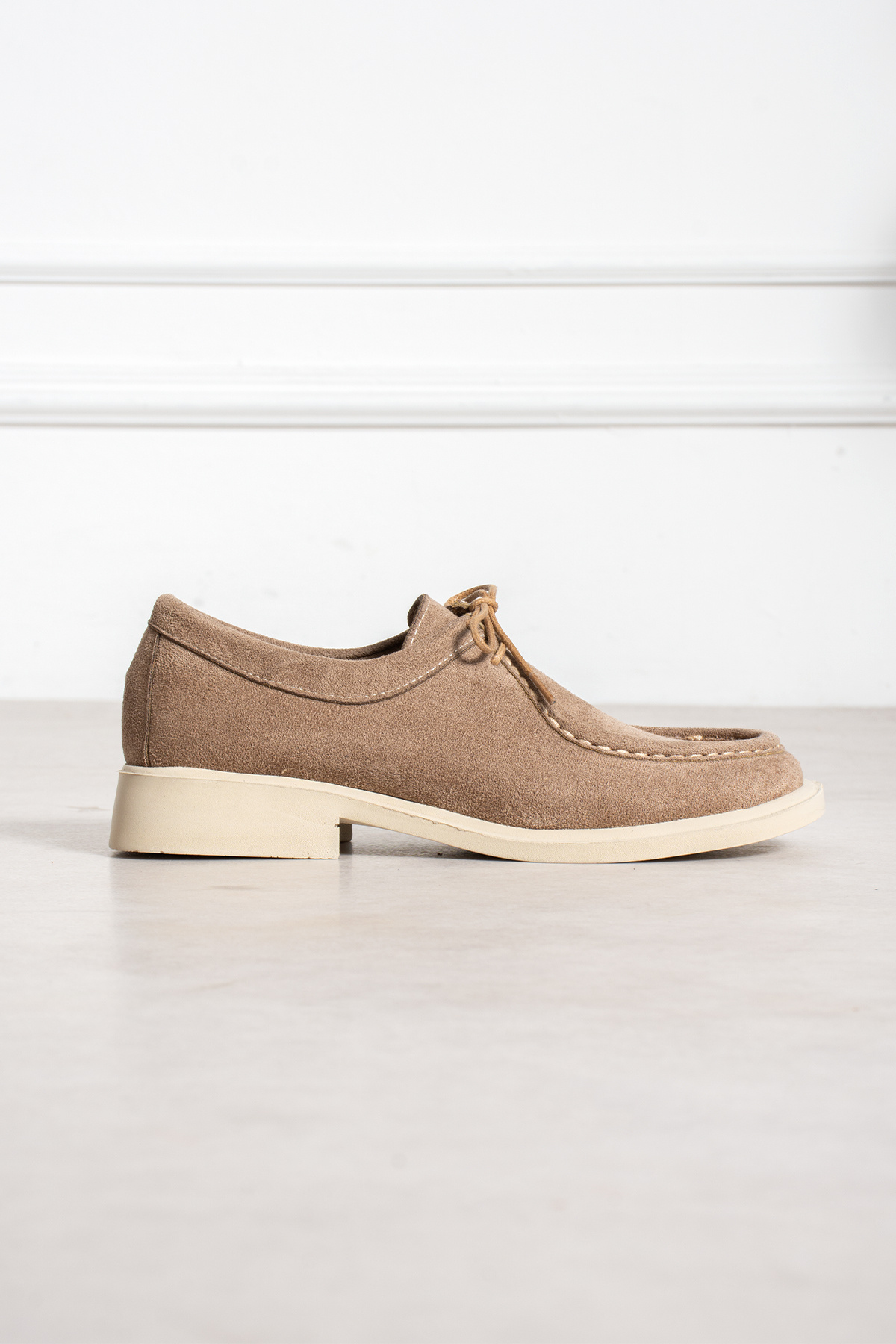 KM shoes Kadın Vizon Süet Bağcıklı Casual Kalın Taban Loafer Ayakkabı görsel 5