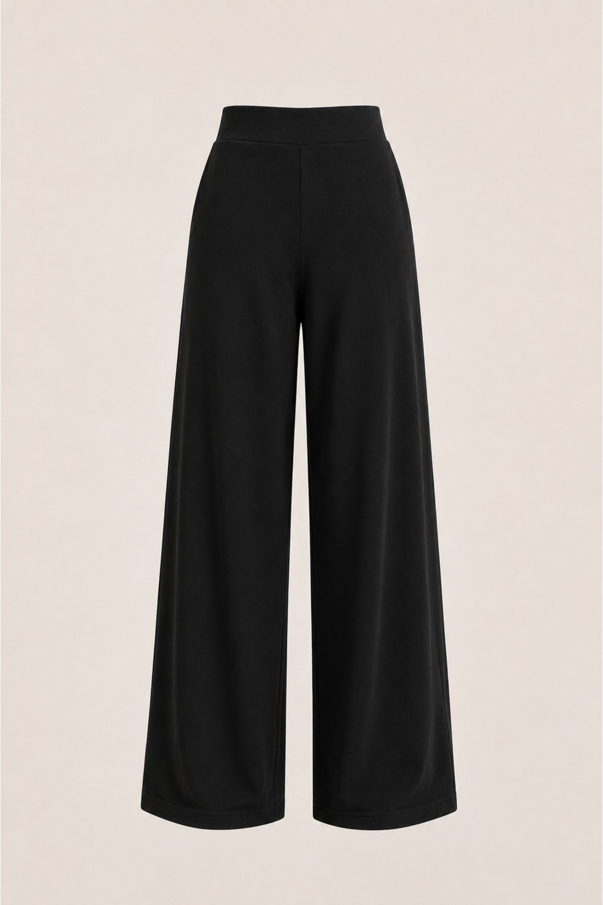 Grenj Fashion Siyah Soft Touch Yüksek Bel Cepli Wide Leg Modal Pantolon görsel 7