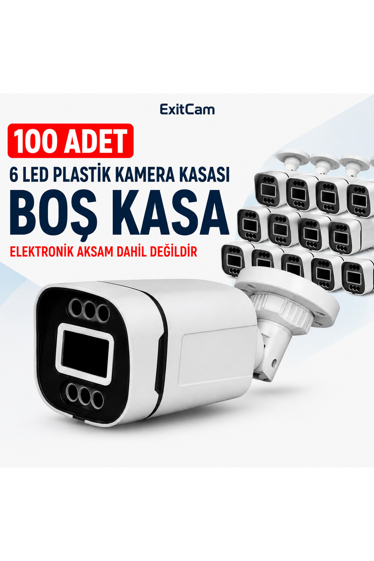 ExitCam 6 LED Plastik Bullet Kamera Kasası – Boş Kasa, Elektronik Aksam Hariç (100 Adet)
