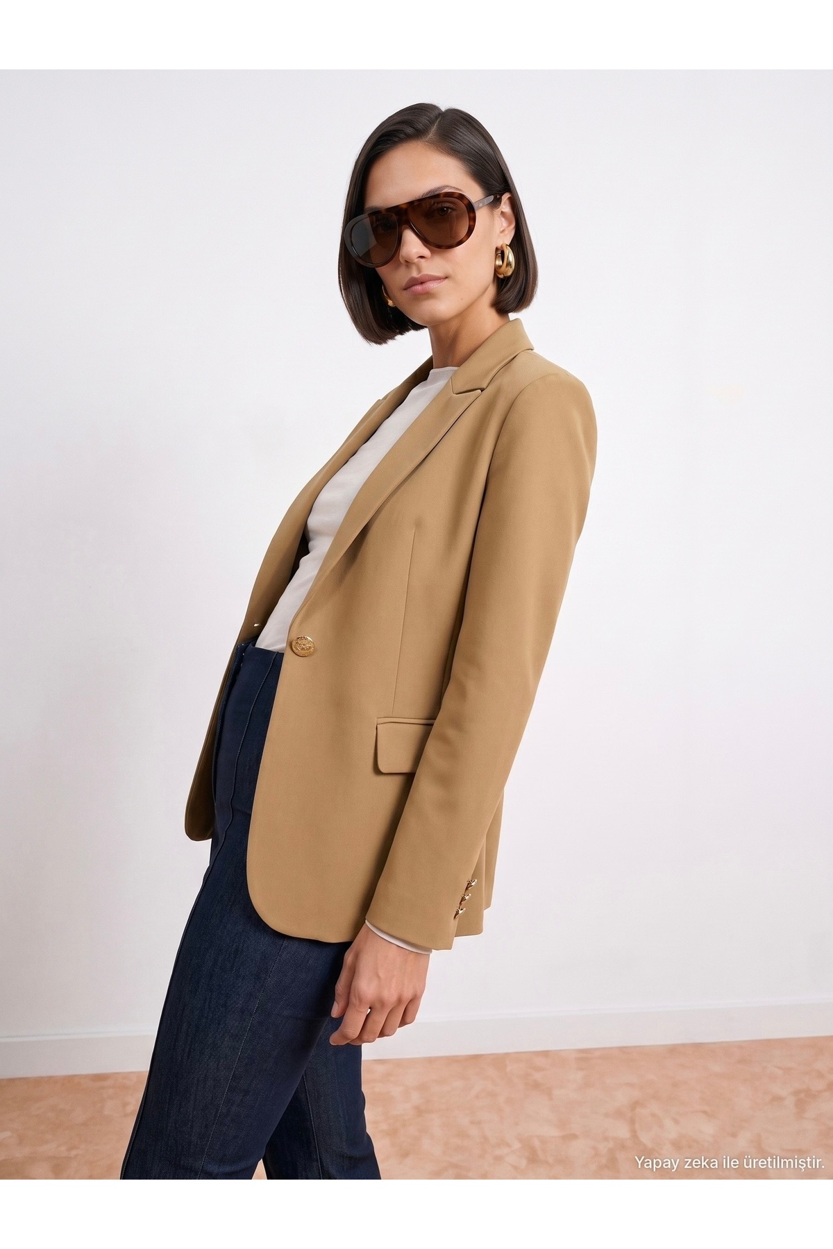 Dilvin 60816 Vücuda Oturan Blazer-Yağ Yeşil görsel 3