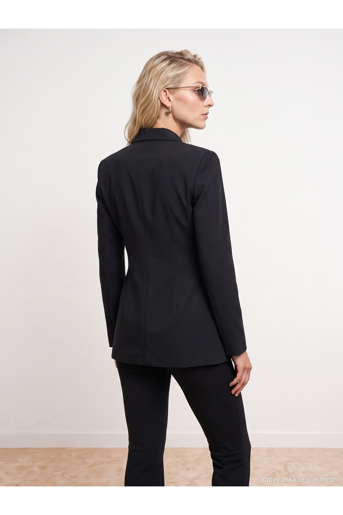Dilvin 60814 Gold Düğmeli Blazer-Siyah görsel 2