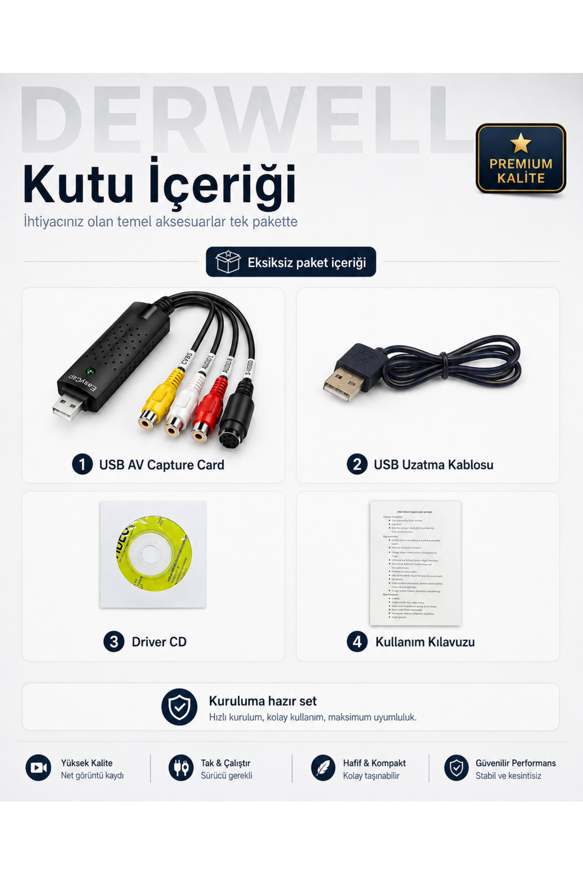 Yeni 2026 Easycap USB 2.0 AV Analogdan Dijitale Video Ses Yakalama ve Kayıt Kartı - Kamera Kaset VCD DVD Laptop Masaüstü Bilgisayar Uyumlu Dönüştürücü Adaptör