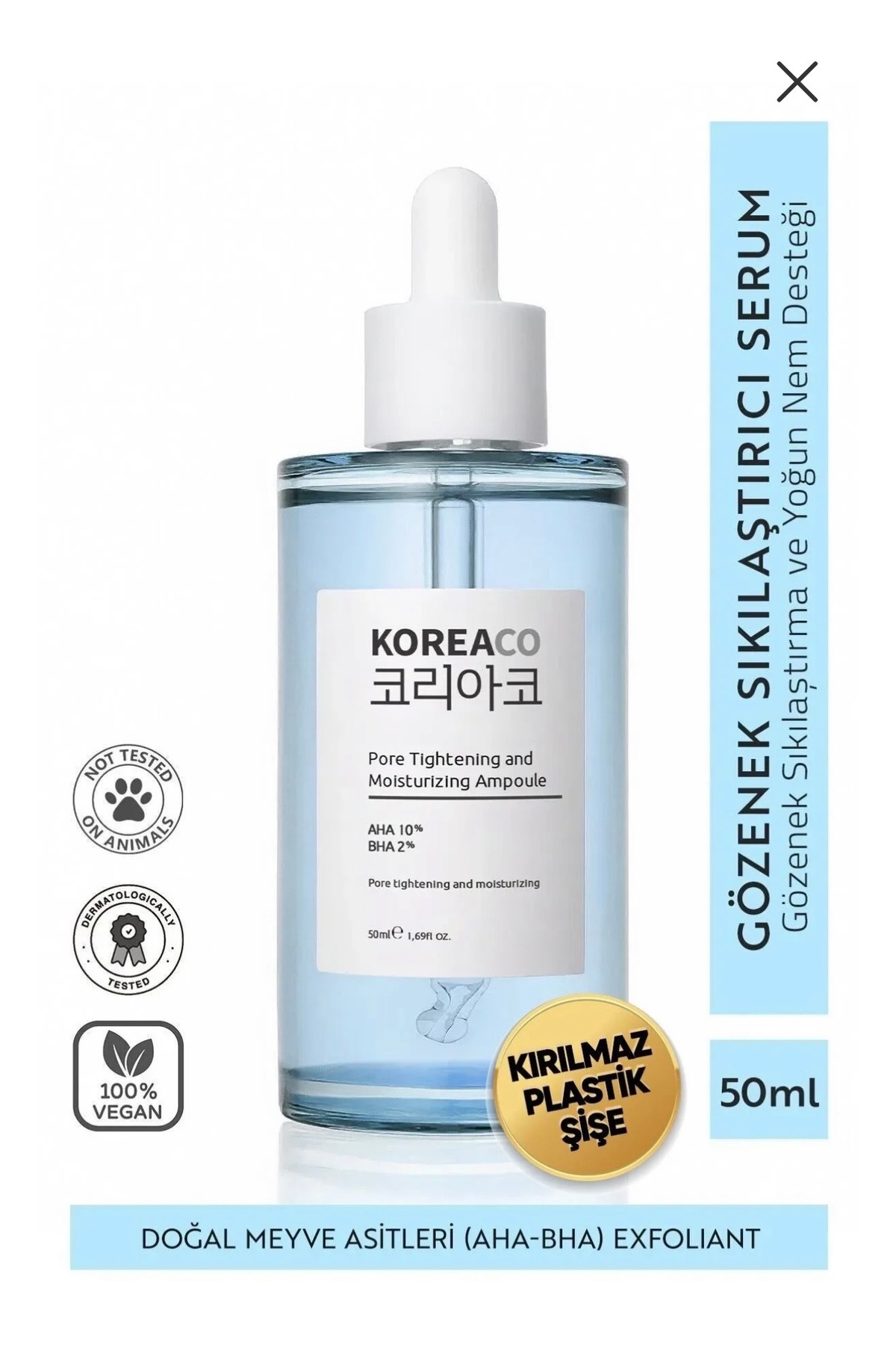 KOREACO Aha & Bha Canlandırıcı & Gözenek Sıkılaştırıcı Ve Nemlendirici (AHA%10-BHA%2) Ampoule — Eudmmözşşş