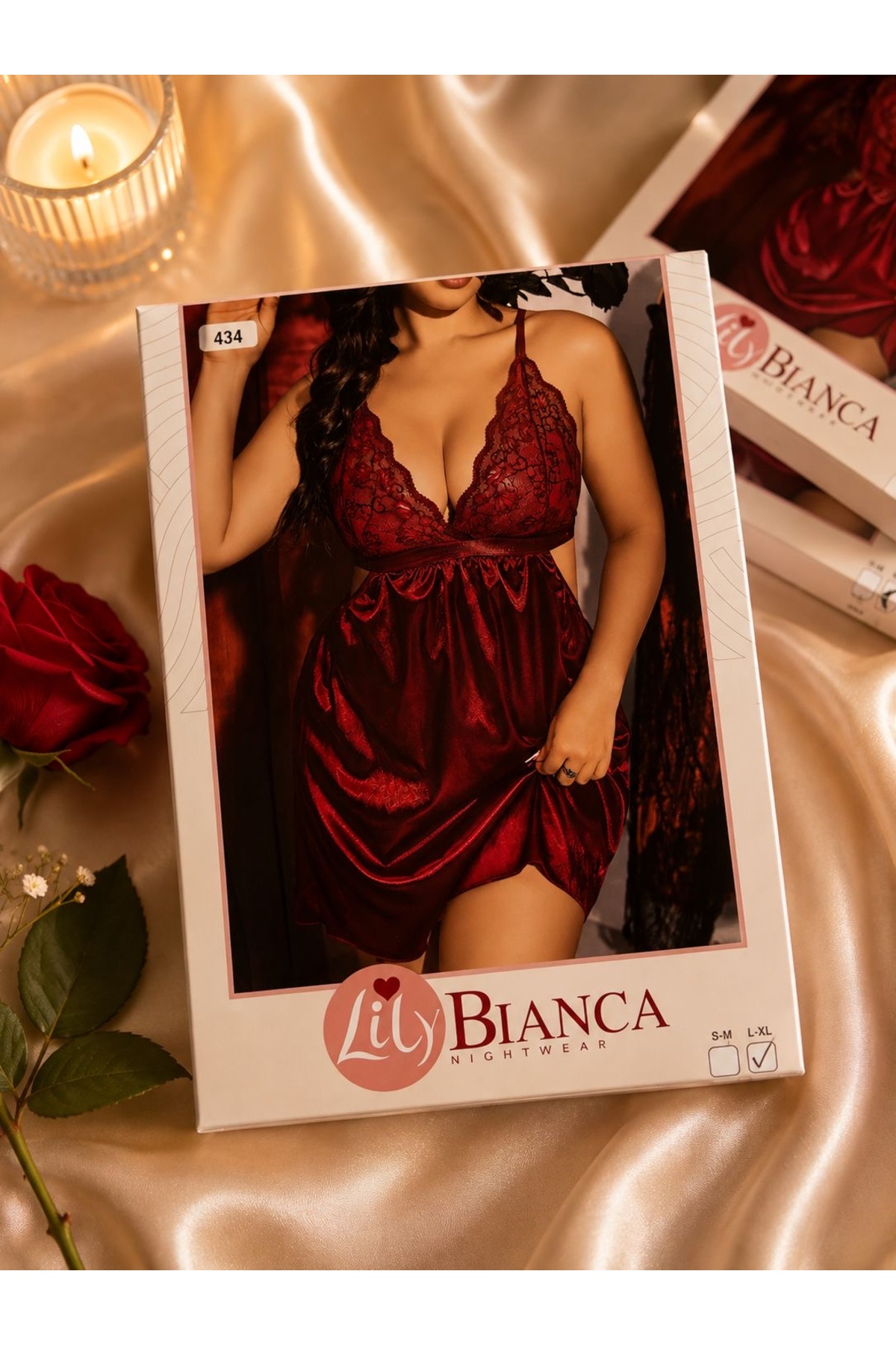 Lillie Lily Bianca saten fantezi gecelik (434)