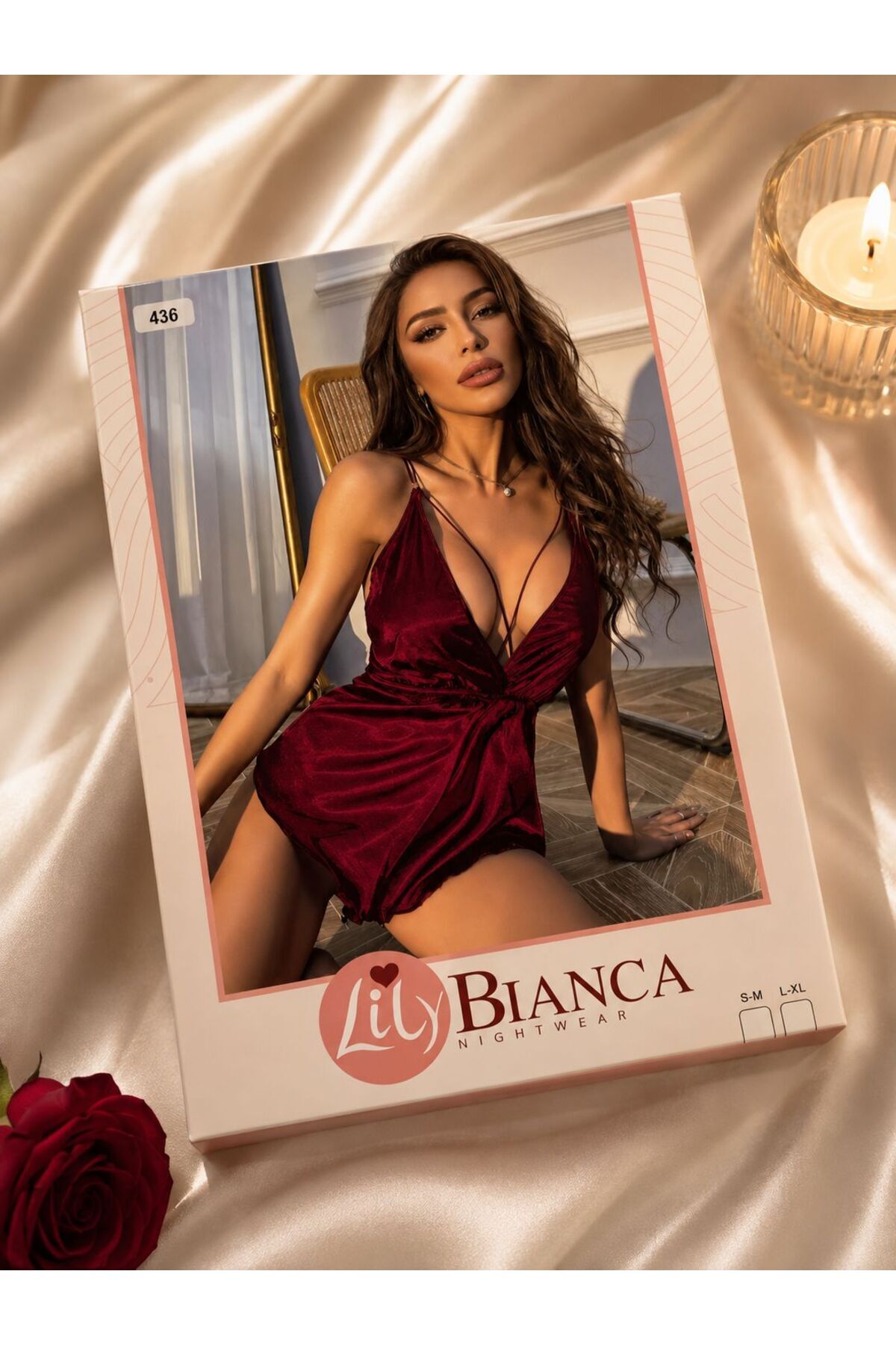 Lillie Lily Bianca saten fantezi gecelik (436)
