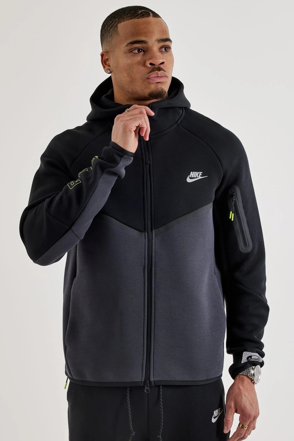 Nike Tech Fleece Full Zip Windrunner Hoodie Kapüşonlu Unisex Sweatshirt Siyah