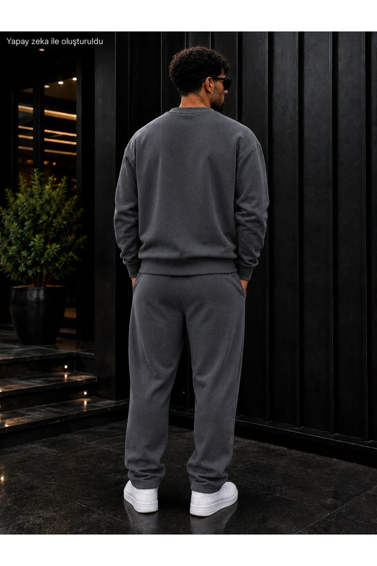 Erkek Sweet Minimal Tipografi Baskılı Bisiklet Yaka Regular Fit Erkek Eşofman Takımı /Düz Paça Alt — رنگارنگ CKTK04091 — تصویر 2 از 4