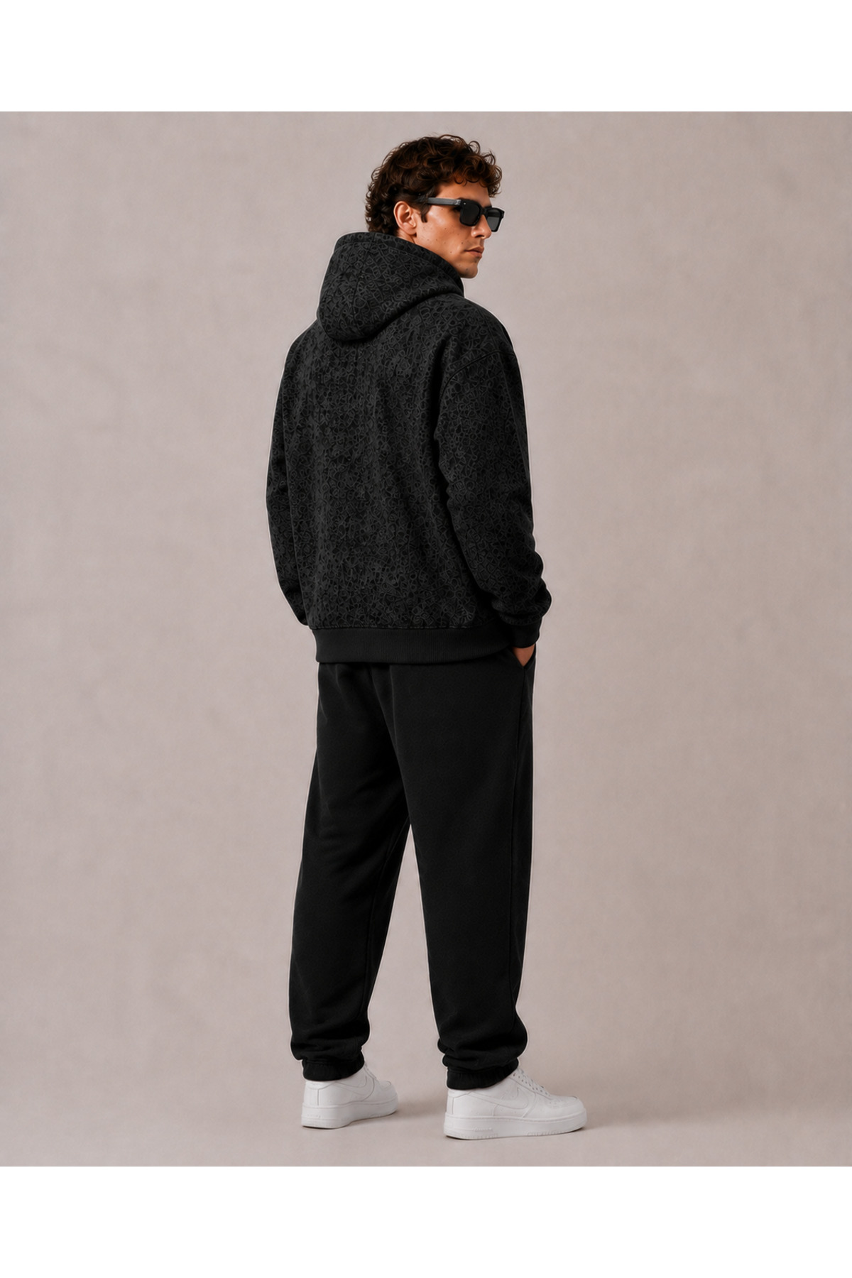 PENTHİLUS Unisex Oversize Şardonlu 3 İplik Batik Desenli Fermuarlı Kapüşonlu Sweatshirt görsel 2