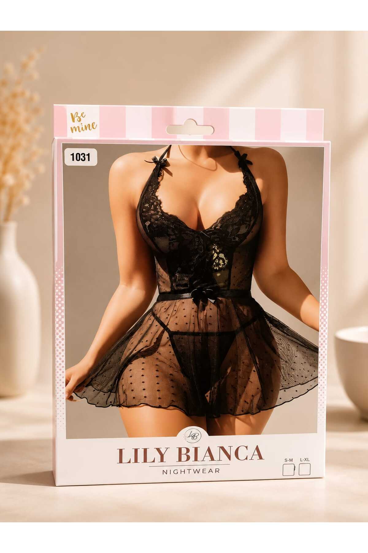 Lillie Lily bianca tül gecelik detay