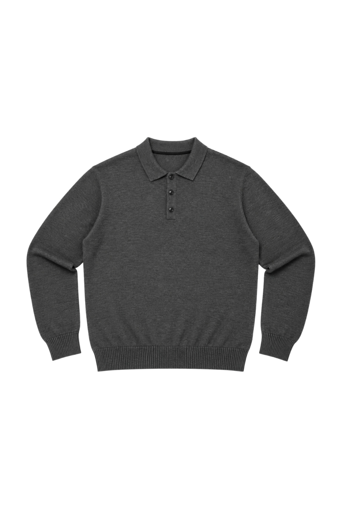 BattalModa Erkek Büyük Beden Füme Düğmeli Polo Yaka Triko Kazak 3XL-4XL-5XL-6XL görsel 4