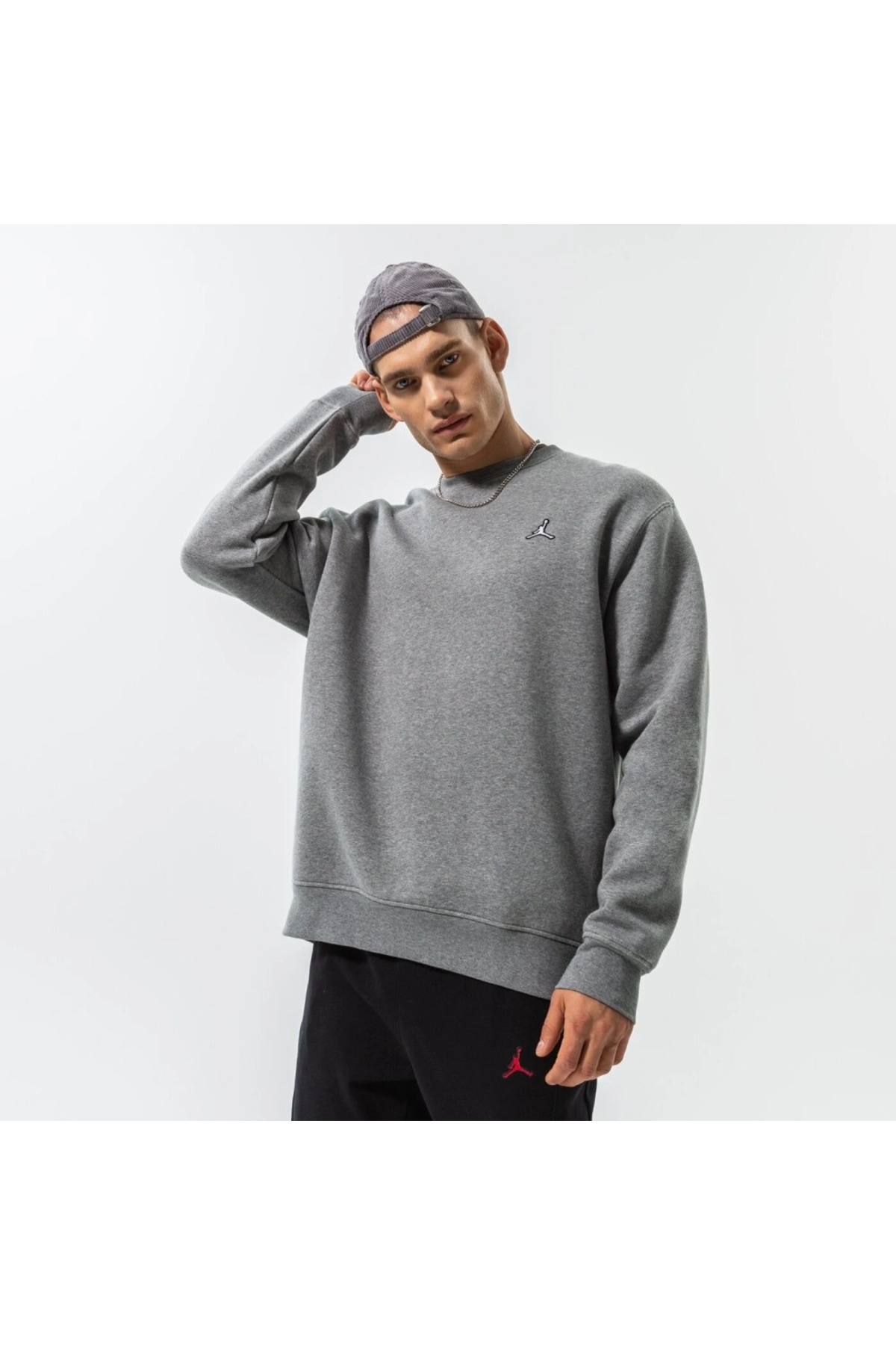 سویشرت مردانه خاکستری Jordan MJ Ess FLC یقه گرد نایکی سویشرت اسپرت Nike