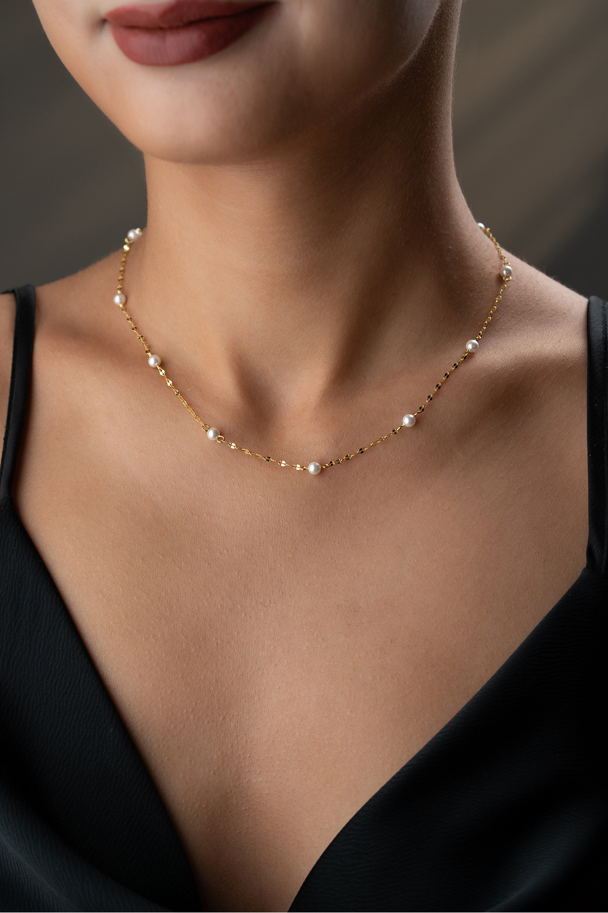 Silvano Jewelry 925 Ayar Gümüş İncili Zincir Kolye görsel 2