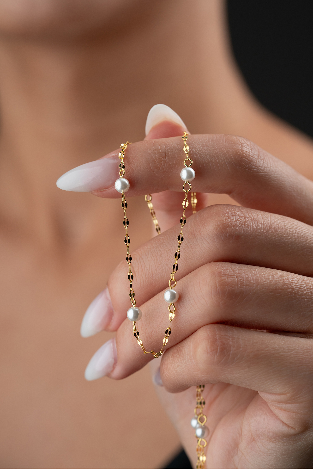 Silvano Jewelry 925 Ayar Gümüş İncili Zincir Kolye görsel 3