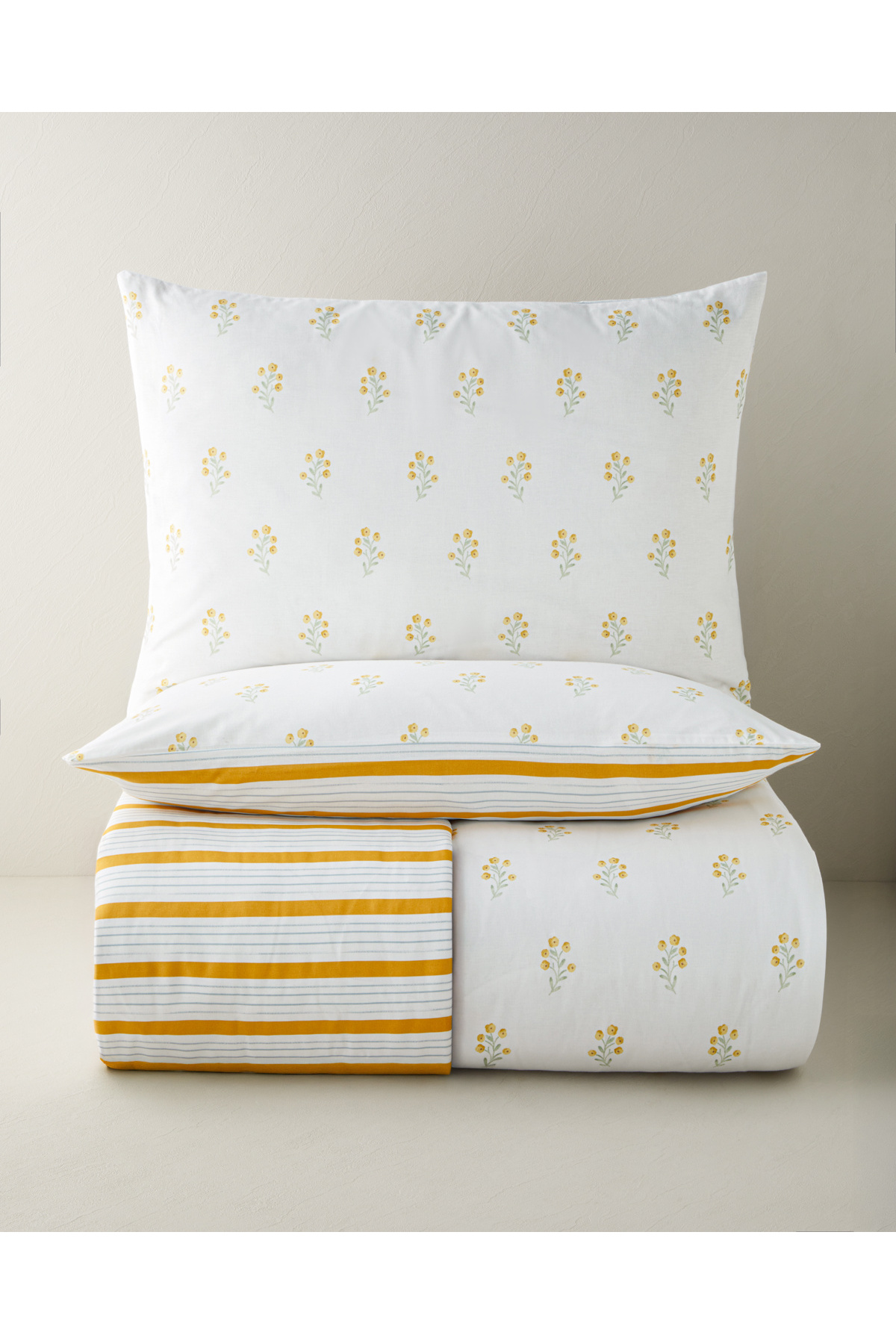 Butter Bloom Pamuklu Çift Kişilik Nevresim Seti 200x220 cm Hardal