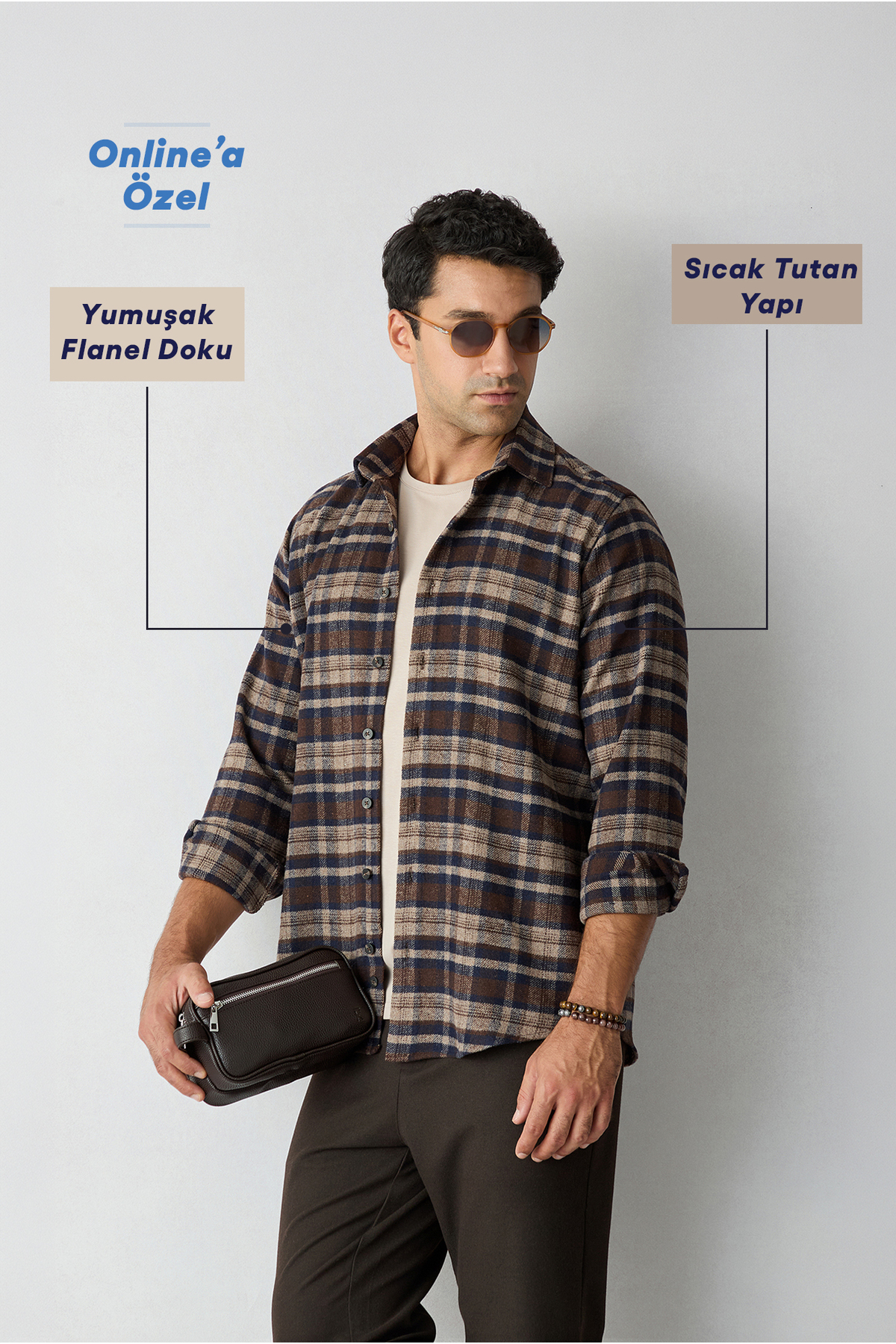 Kiğılı Uzun Kol Regular Fit Ekose Yünlü Flanel Oduncu Kışlık Gömlek
