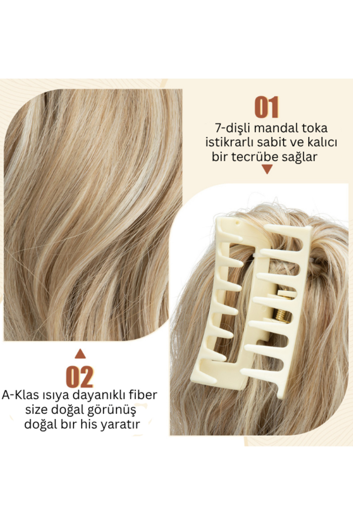 YARAT Kehrıbar renklı kısa at kuyruğu peruk topuz, Dalgalı 30 cm 80 gr görsel 4